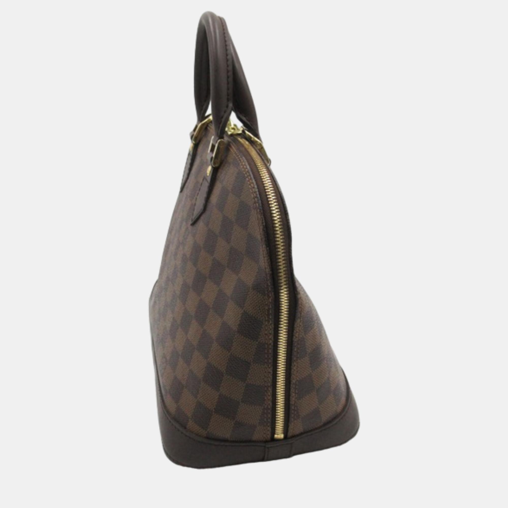 

Louis Vuitton Brown Canvas Damier Ebene Alma PM Handbag