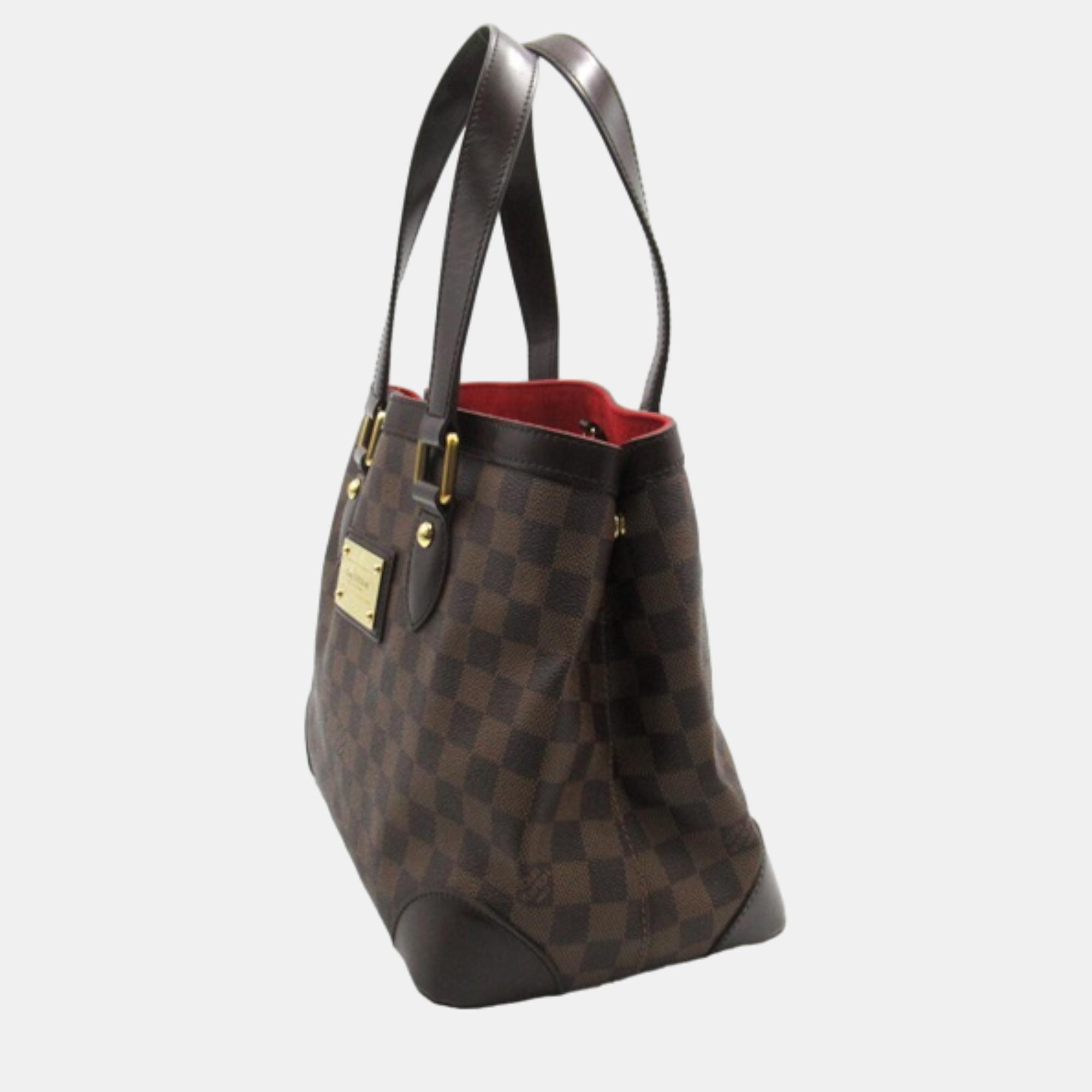 

Louis Vuitton Brown Canvas Damier Ebene Hampstead PM Tote Bag