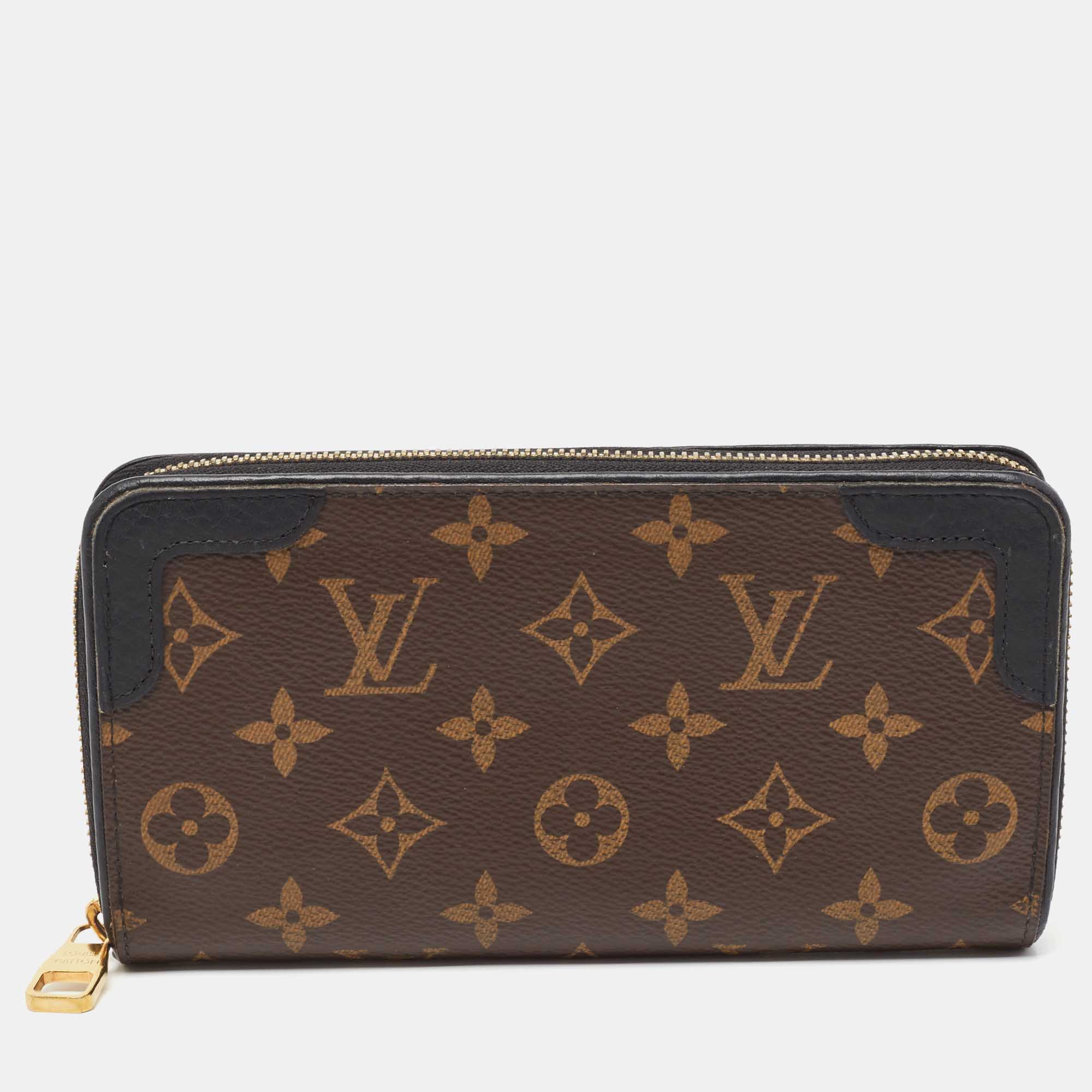 Pre-owned Louis Vuitton Monogram Canvas Zippy Retiro Zip Around Wallet In Brown