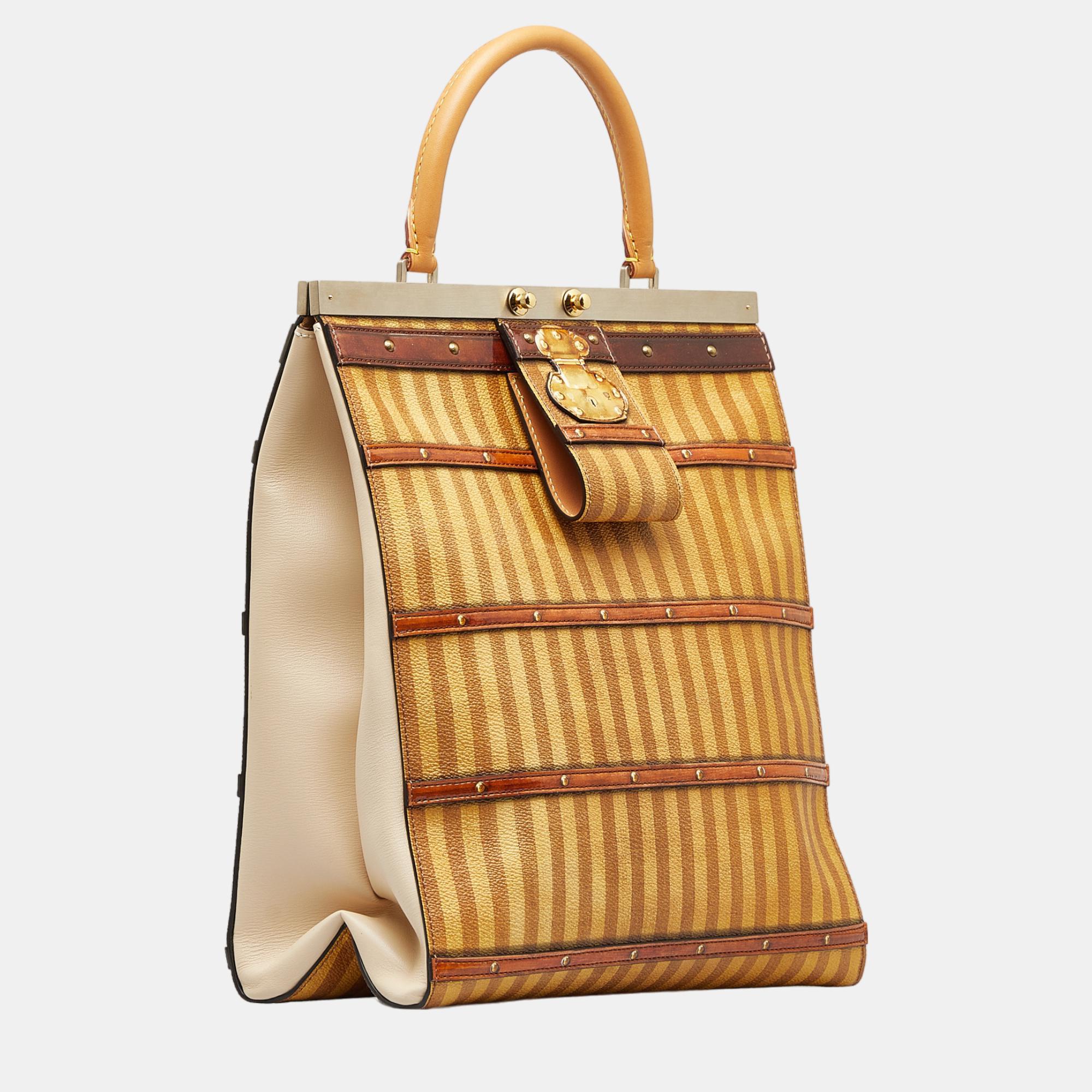 

Louis Vuitton Beige/Brown Crown Frame Tote GM
