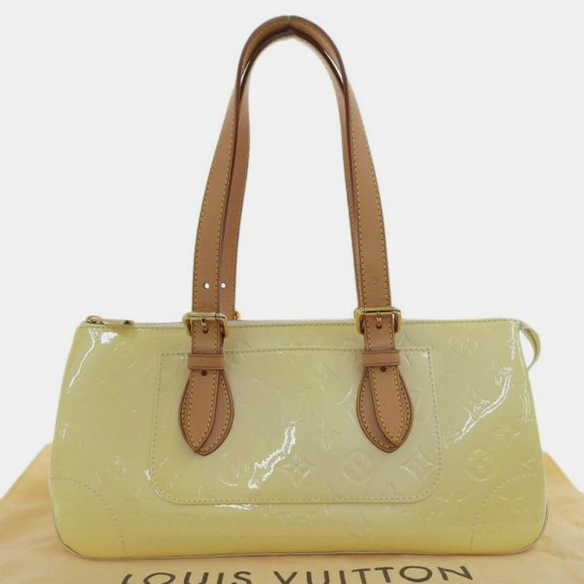 Pre-owned Louis Vuitton Cream/beige Patent Leather Rosewood Avenue Satchels