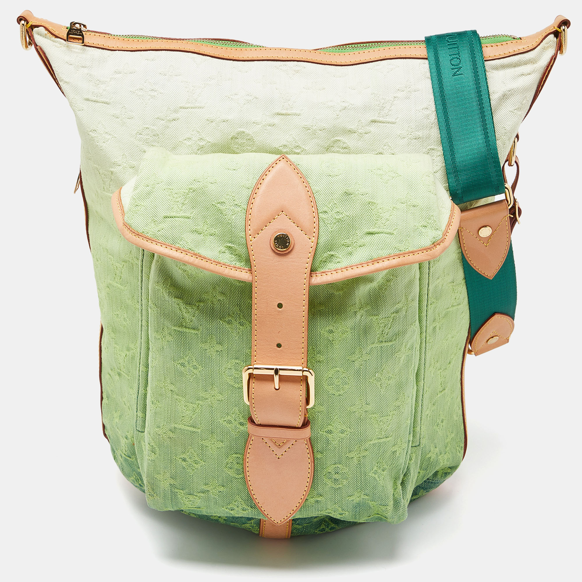 Pre-owned Louis Vuitton Vert Ombre Monogram Denim Sunburst Limited Edition Pm Bag In Green