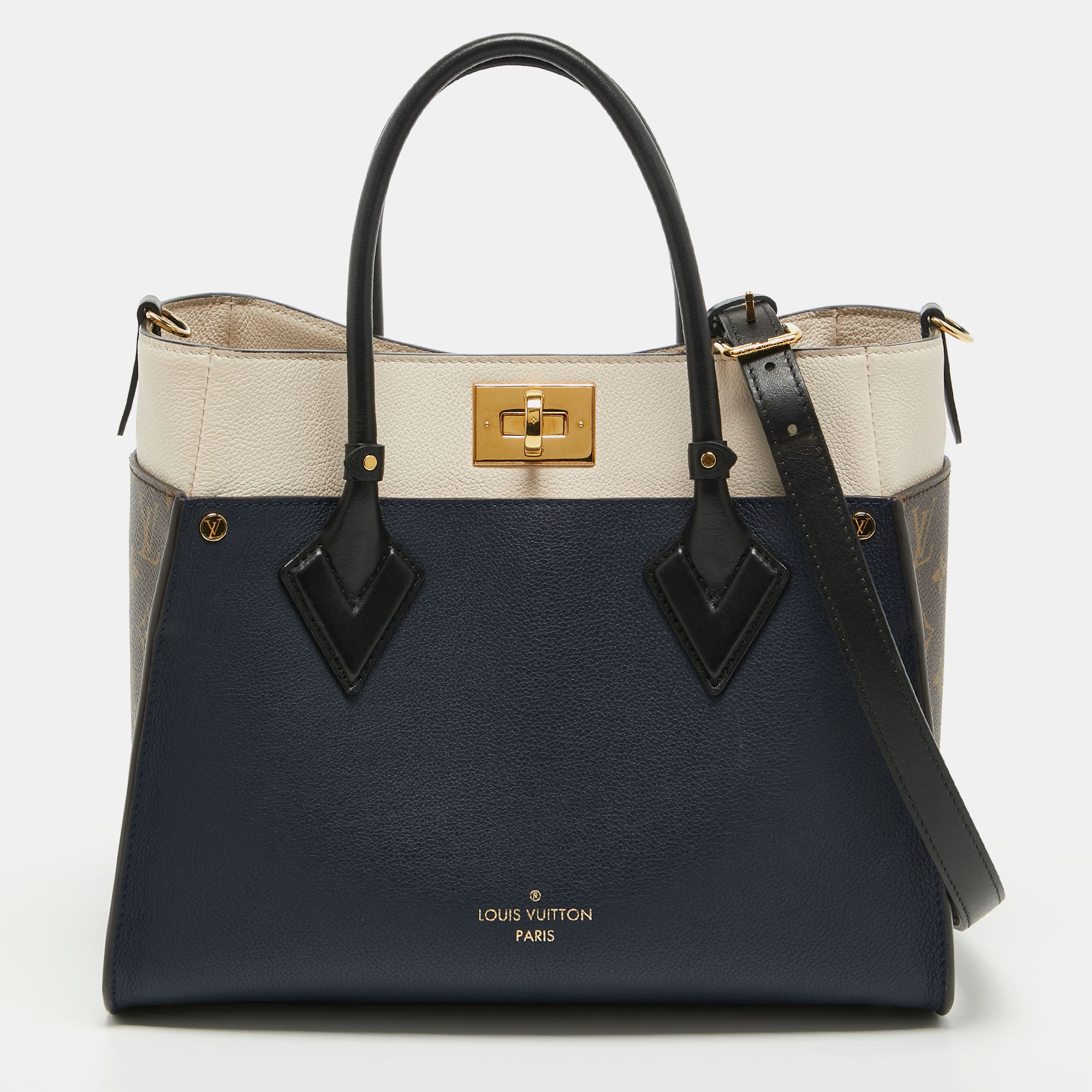 Pre-owned Louis Vuitton Marine Monogram Canvas And Leather On My Side Bag In Navy Blue