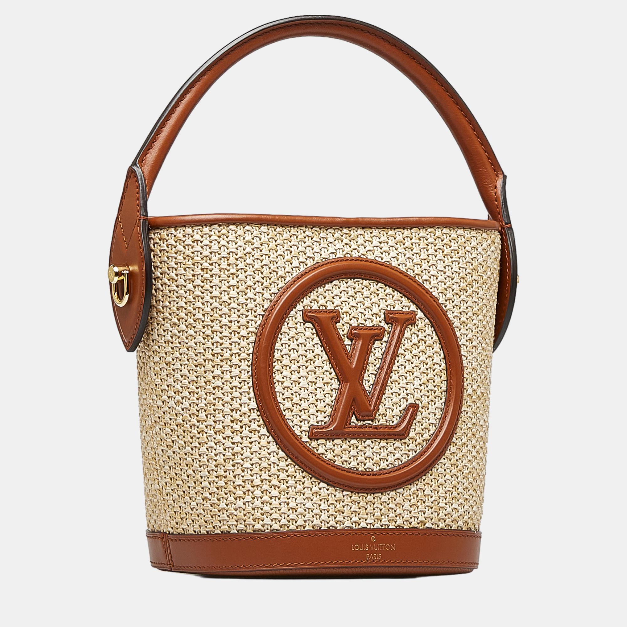 

Louis Vuitton Beige/Brown Raffia Petit Bucket