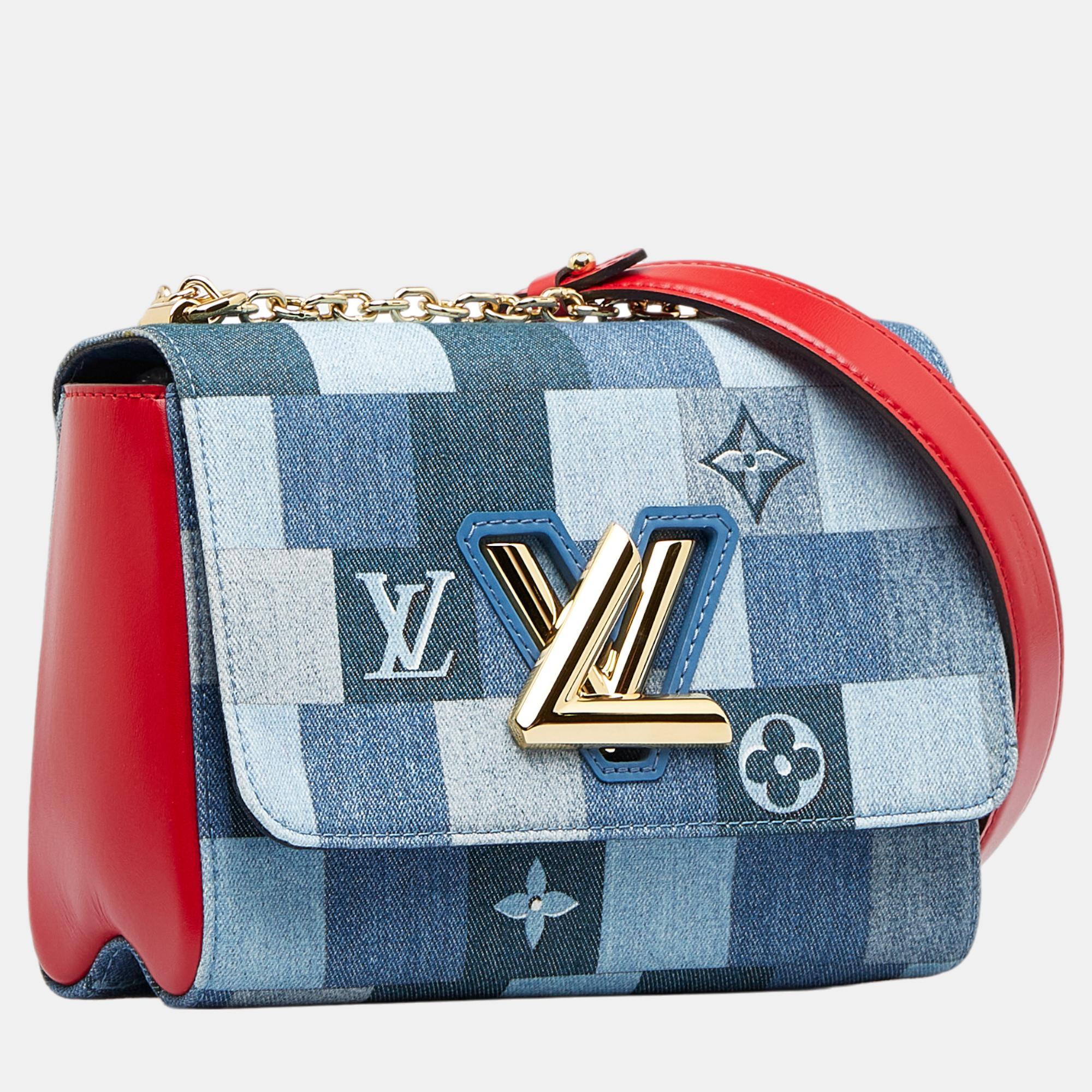 

Louis Vuitton Blue Damier Denim Patchwork Twist MM
