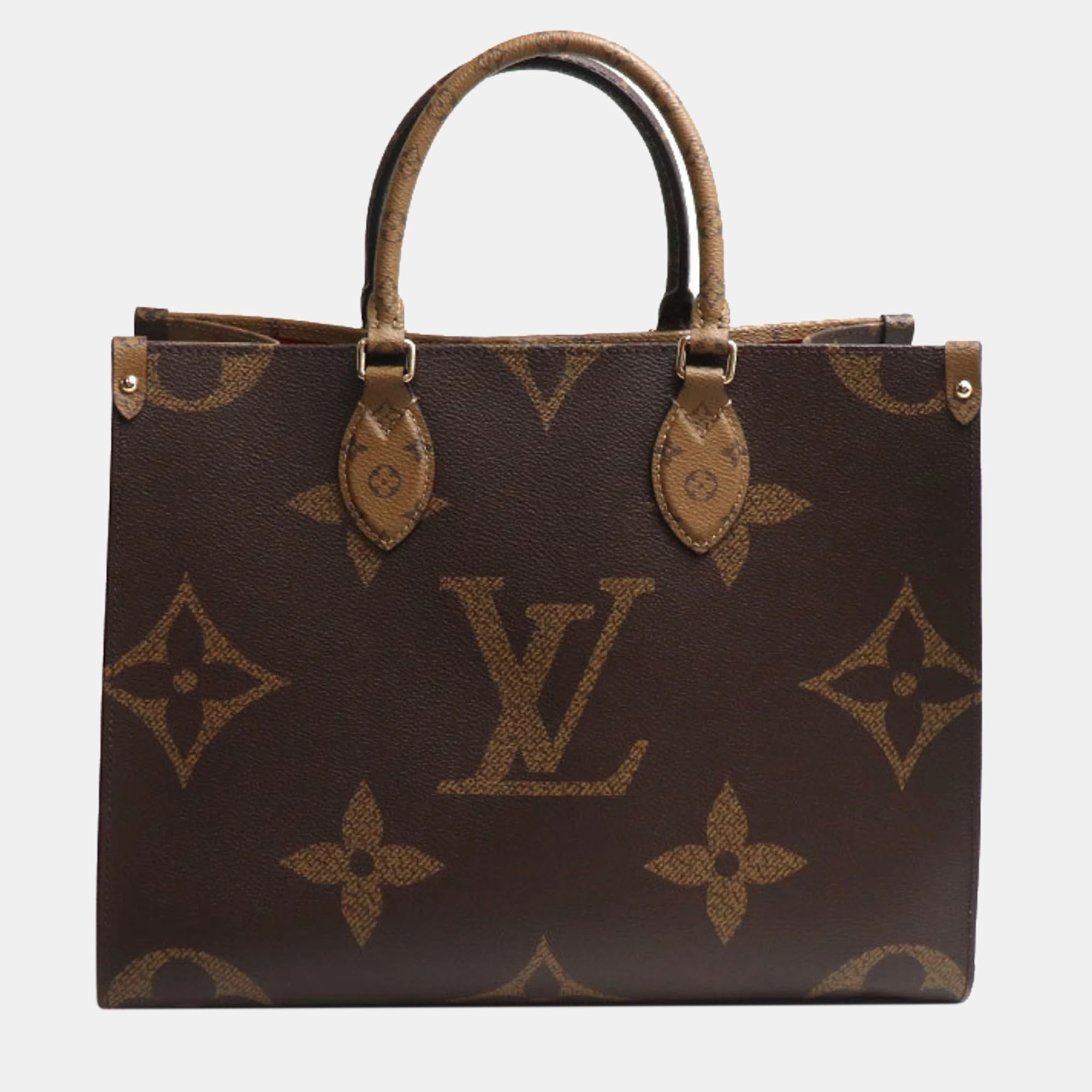 Pre-owned Louis Vuitton Monogram Giant Onthego Mm In Brown