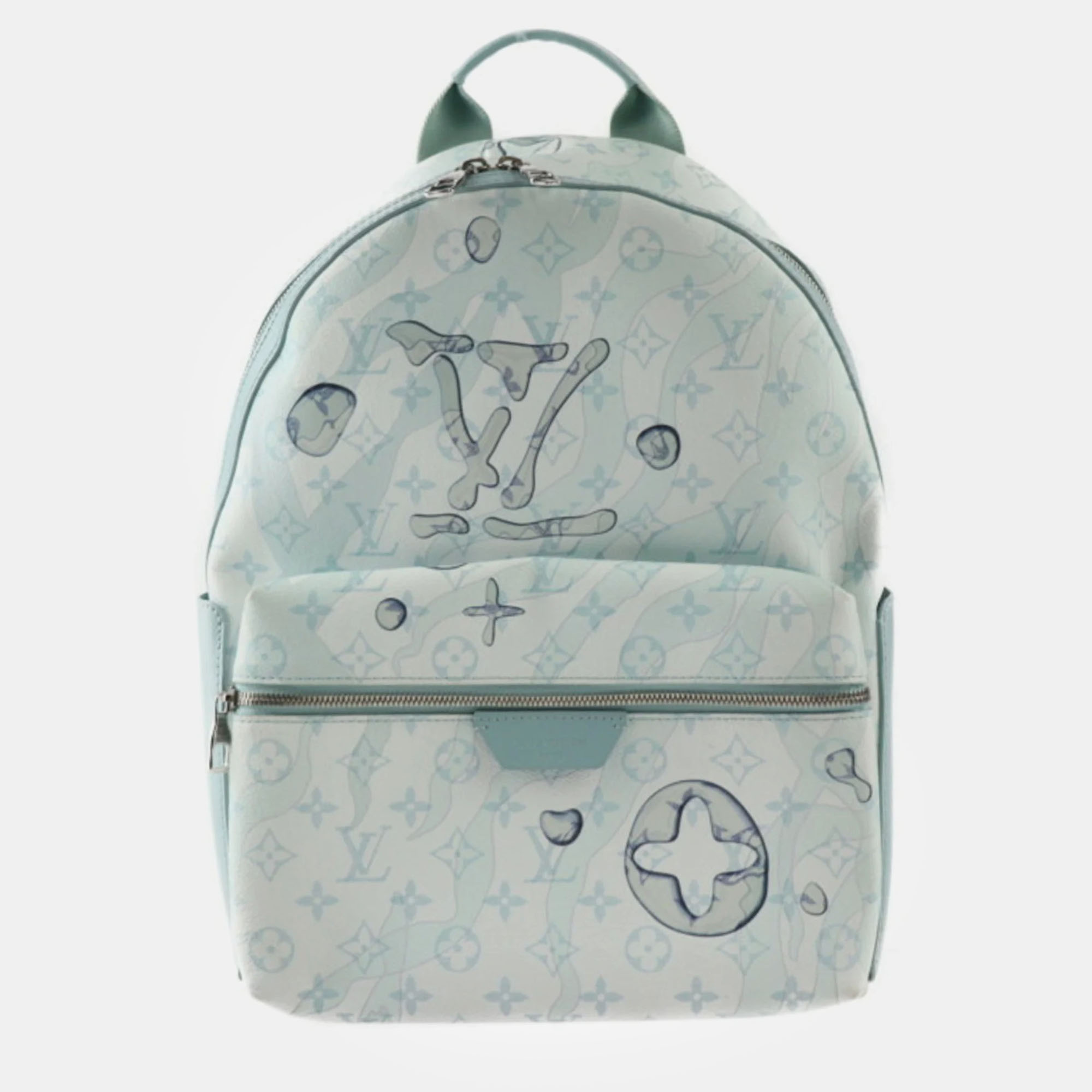 Pre-owned Louis Vuitton Aqua Garden Monogram Rucksack/daypack Discovery Backpack Pm In Blue