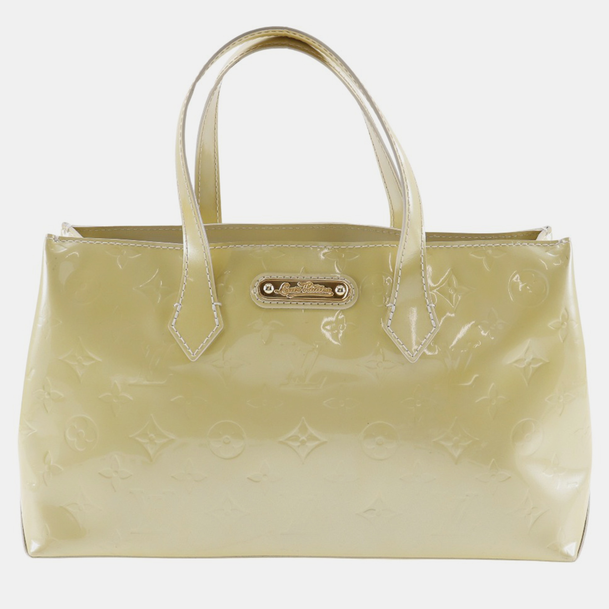 Pre-owned Louis Vuitton Yellow Leather Monogram Vernis Wilshire Pm Shoulder Bag
