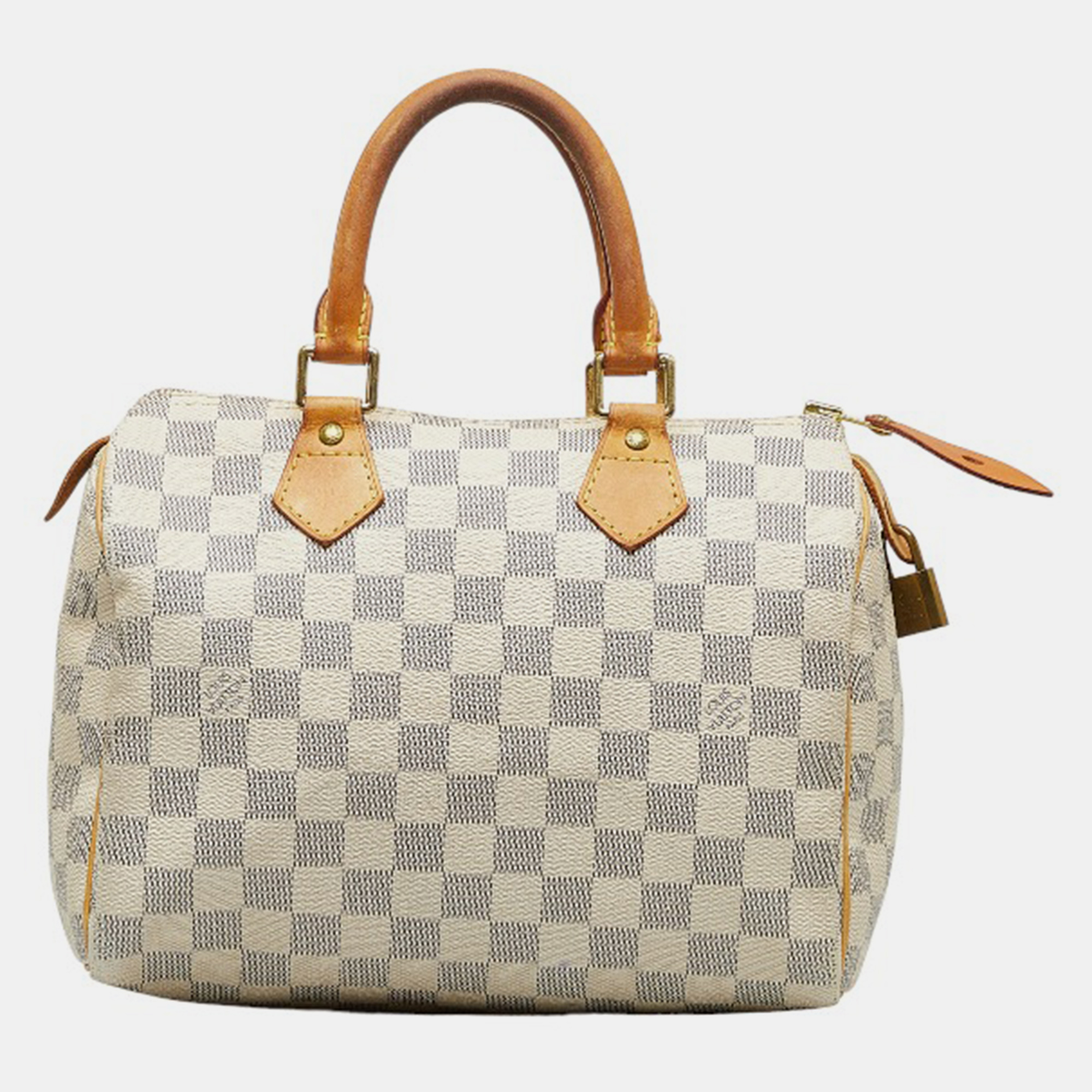 Pre-owned Louis Vuitton White Canvas Damier Azur Speedy 25 Handbag