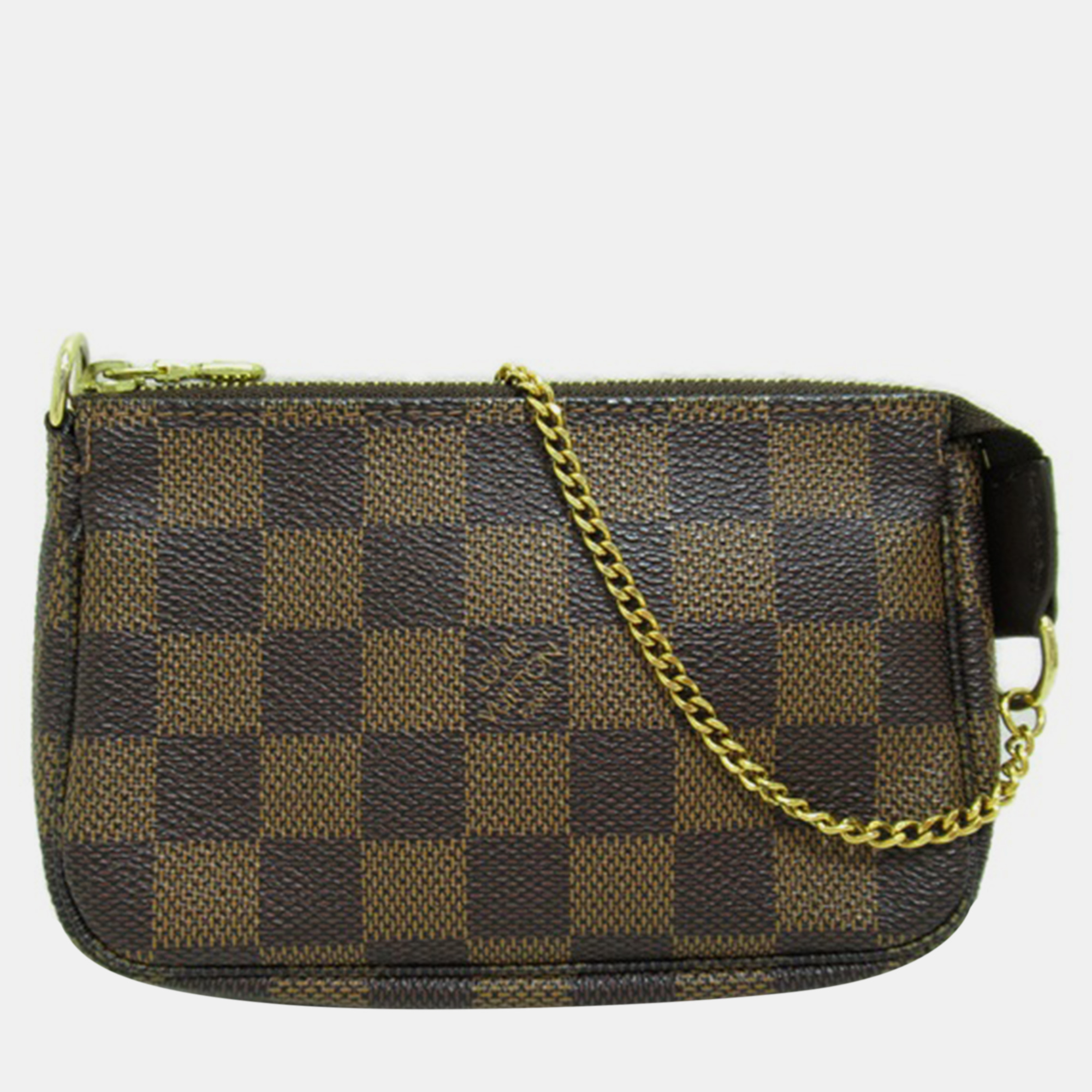 Pre-owned Louis Vuitton Brown Canvas Damier Ebene Mini Pochette Accessories Vanity Bag