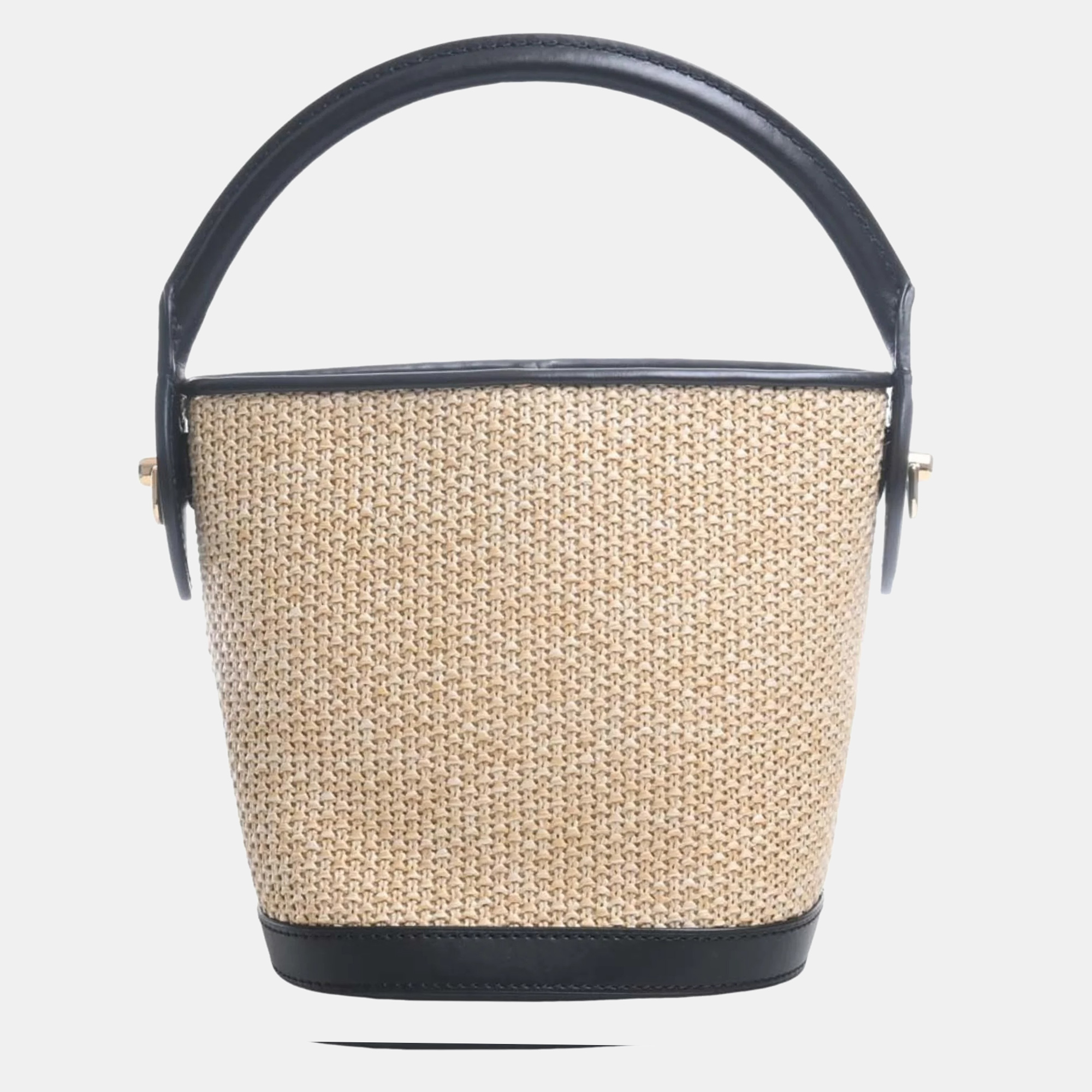 

Louis Vuitton Black/Beige Petit Raffia Bucket Bag