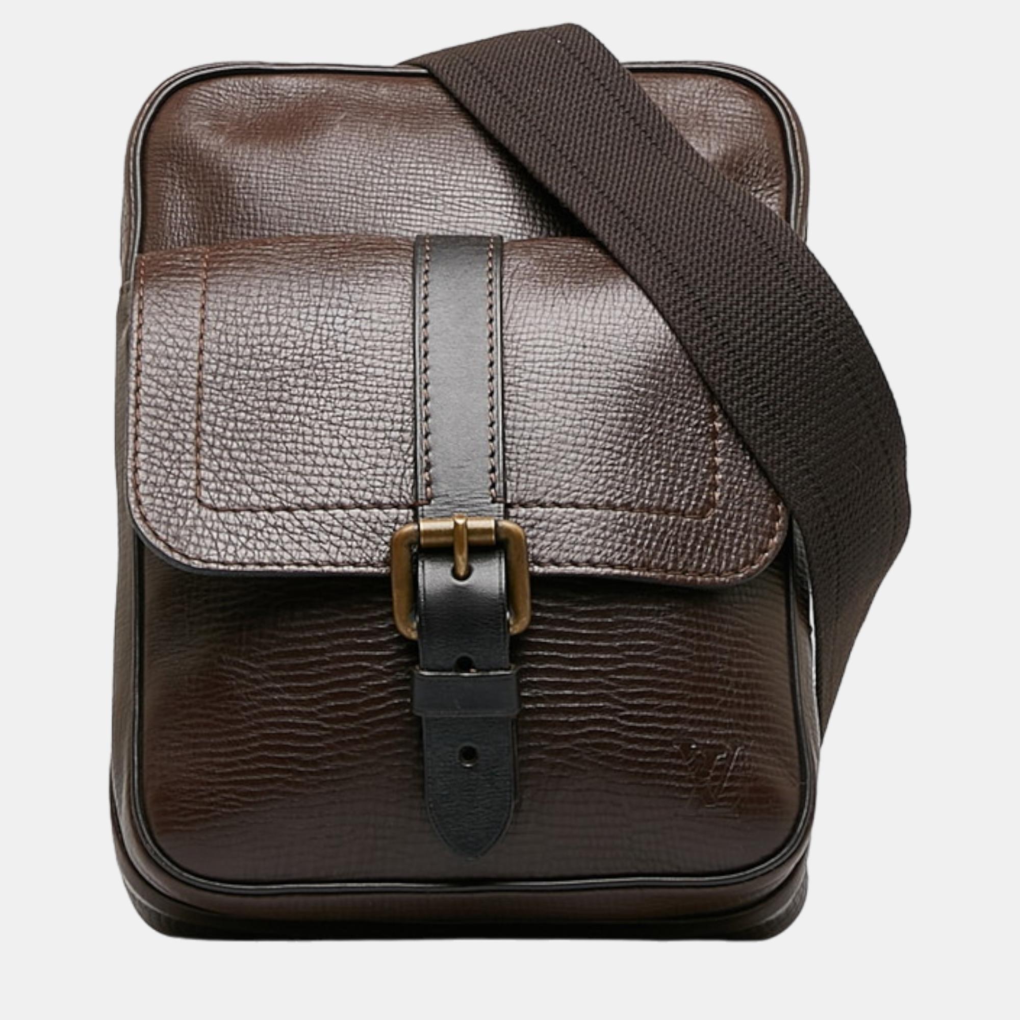 

Louis Vuitton Brown Leather Utah Iroquois Messenger Bag