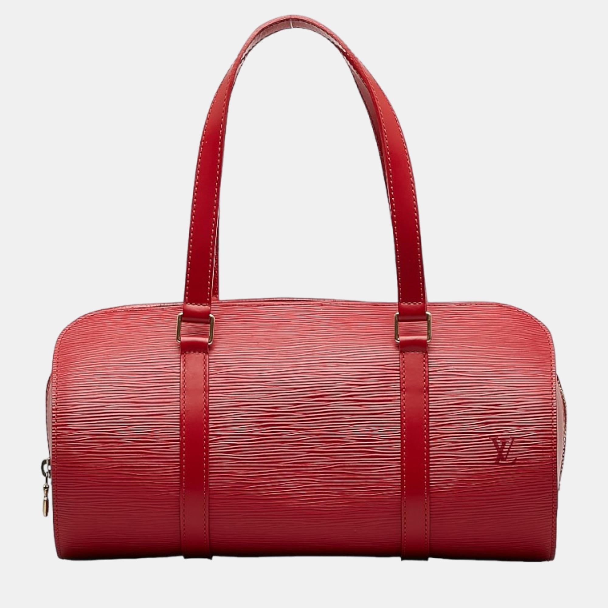 Pre-owned Louis Vuitton Leather Soufflot Satchels In Red