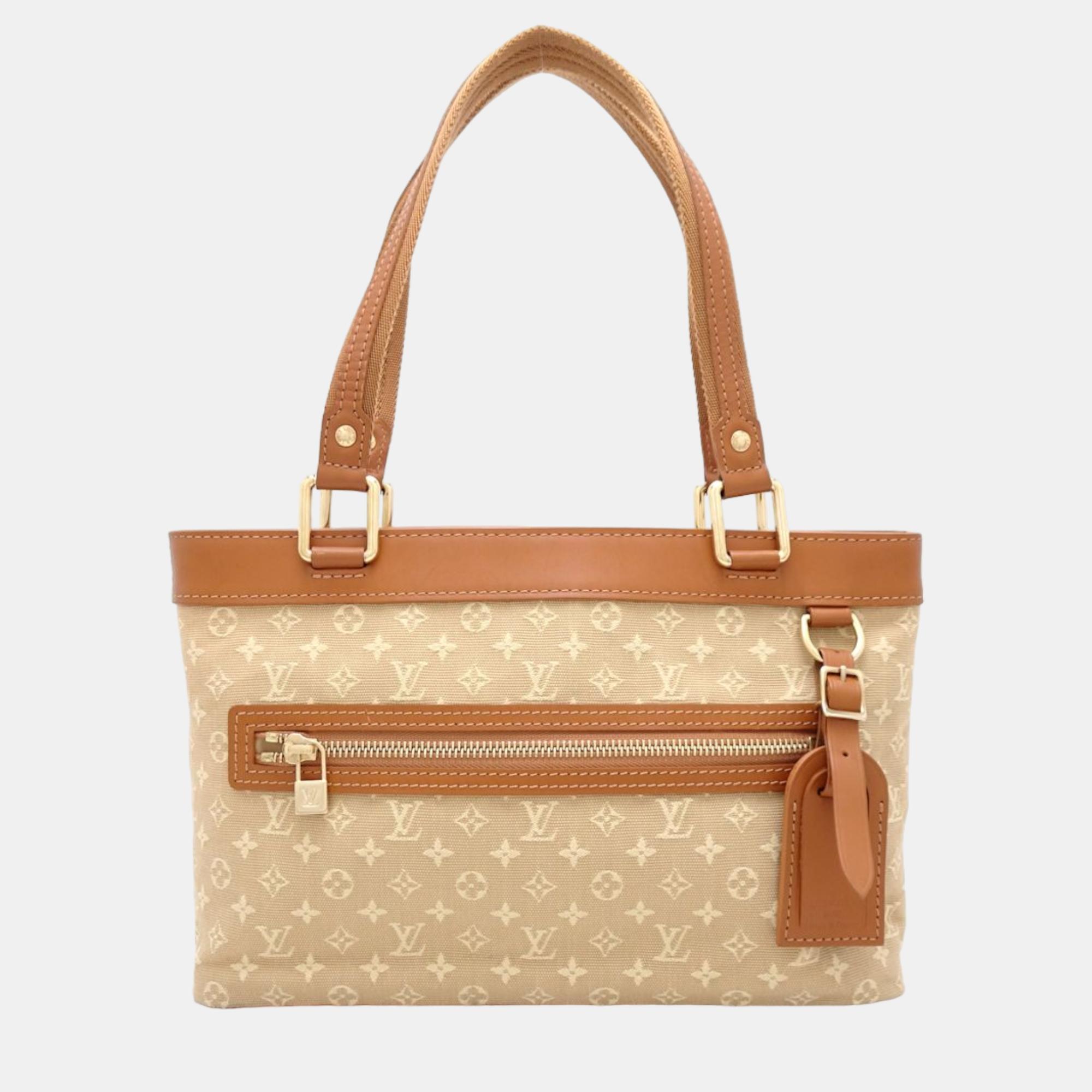 Pre-owned Louis Vuitton Brown/beige Canvas Monogram Mini Lin Lucille Pm Handbag