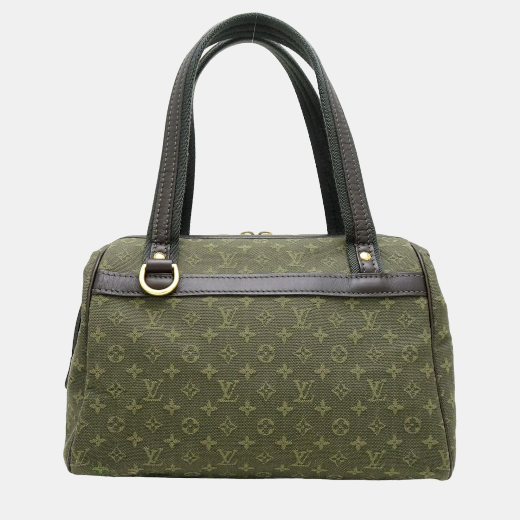 Pre-owned Louis Vuitton Green Canvas Monogram Mini Lin Josephine Pm Handbag