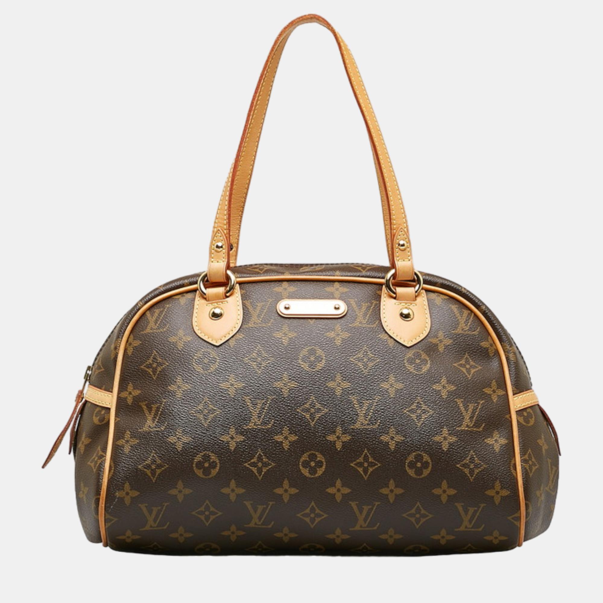 Pre-owned Louis Vuitton Brown Canvas Monogram Montorgueil Pm Handbag