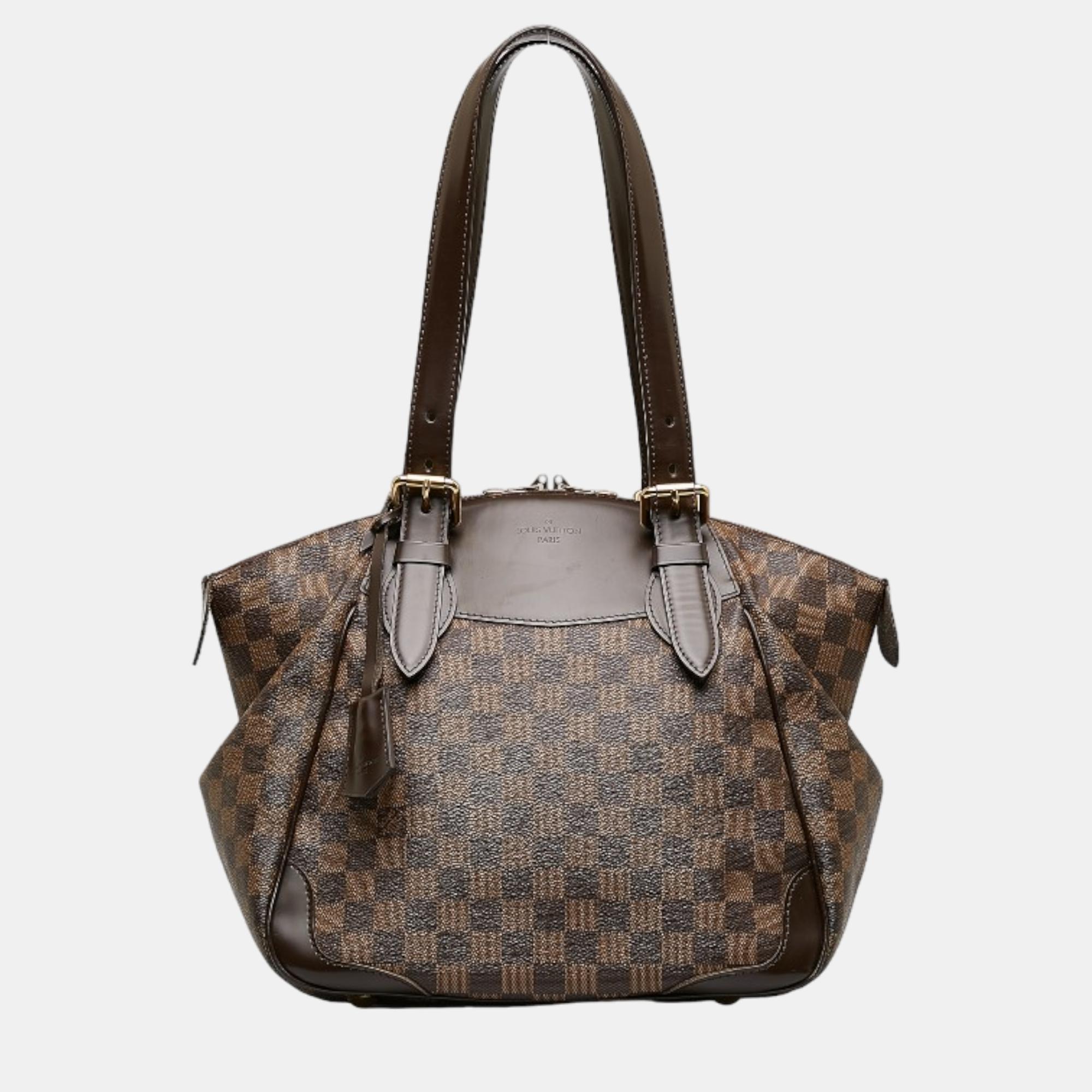 Pre-owned Louis Vuitton Brown Canvas Damier Ebene Verona Pm Shoulder Bag