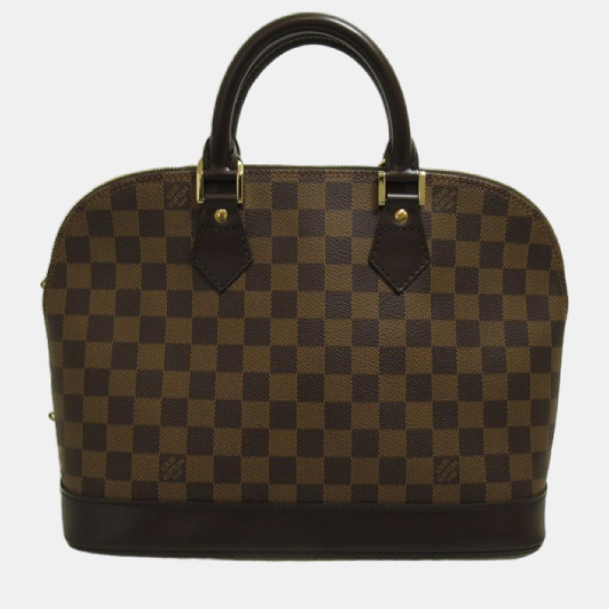 Pre-owned Louis Vuitton Brown Canvas Damier Ebene Alma Pm Handbag