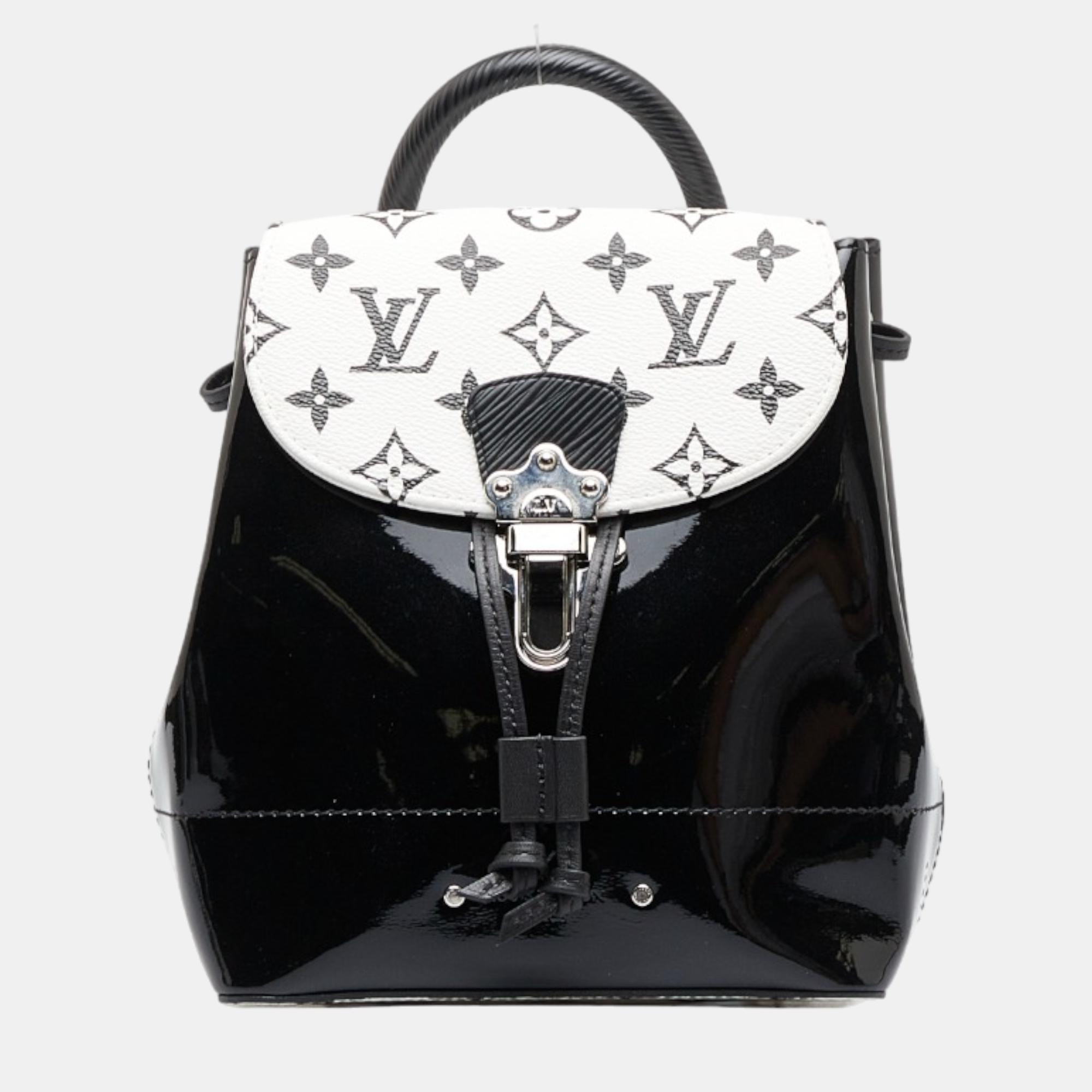 Pre-owned Louis Vuitton Black Leather Vernis Hot Springs Mini Backpack