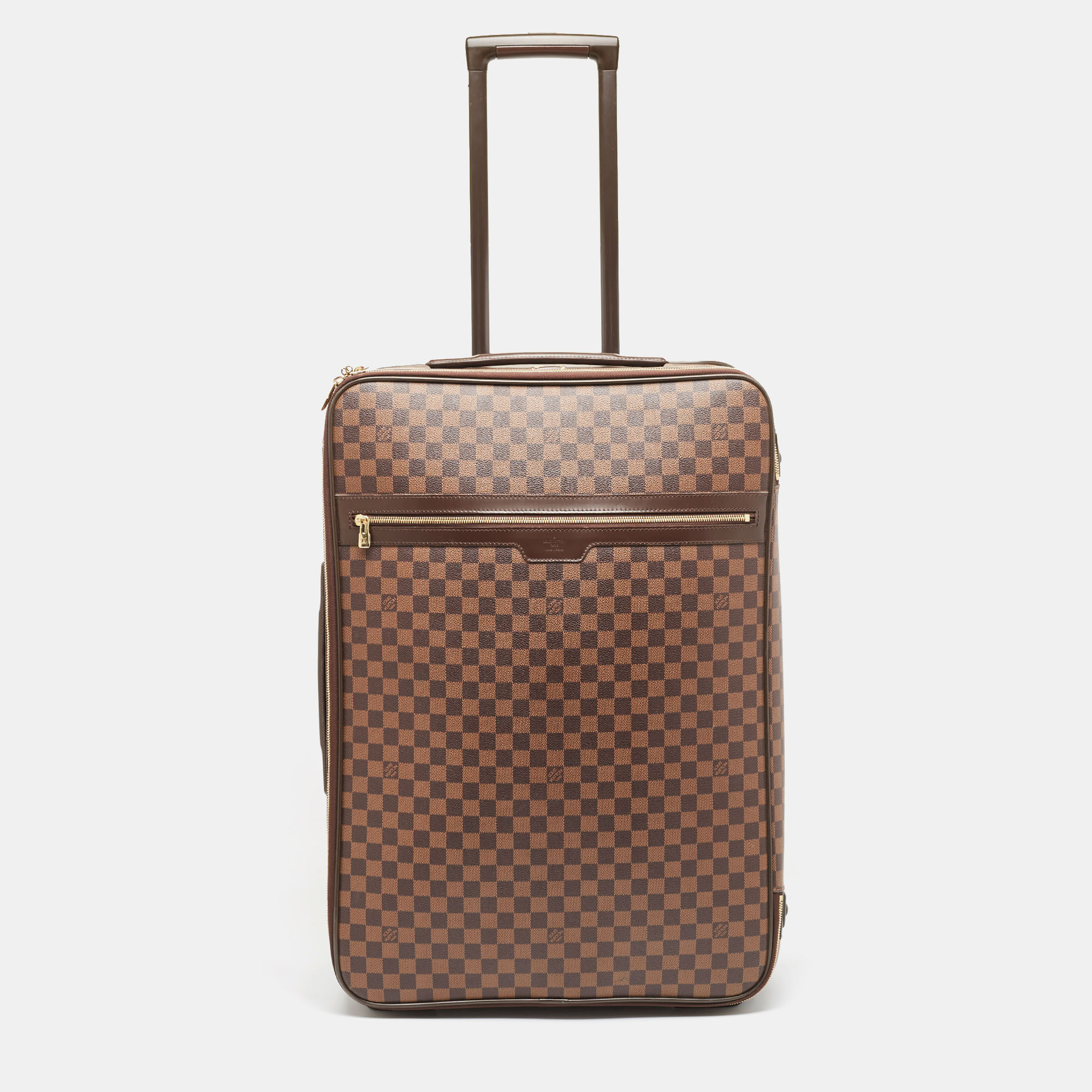 Pre-owned Louis Vuitton Damier Ebene Canvas Pegase 65 Luggage In Brown