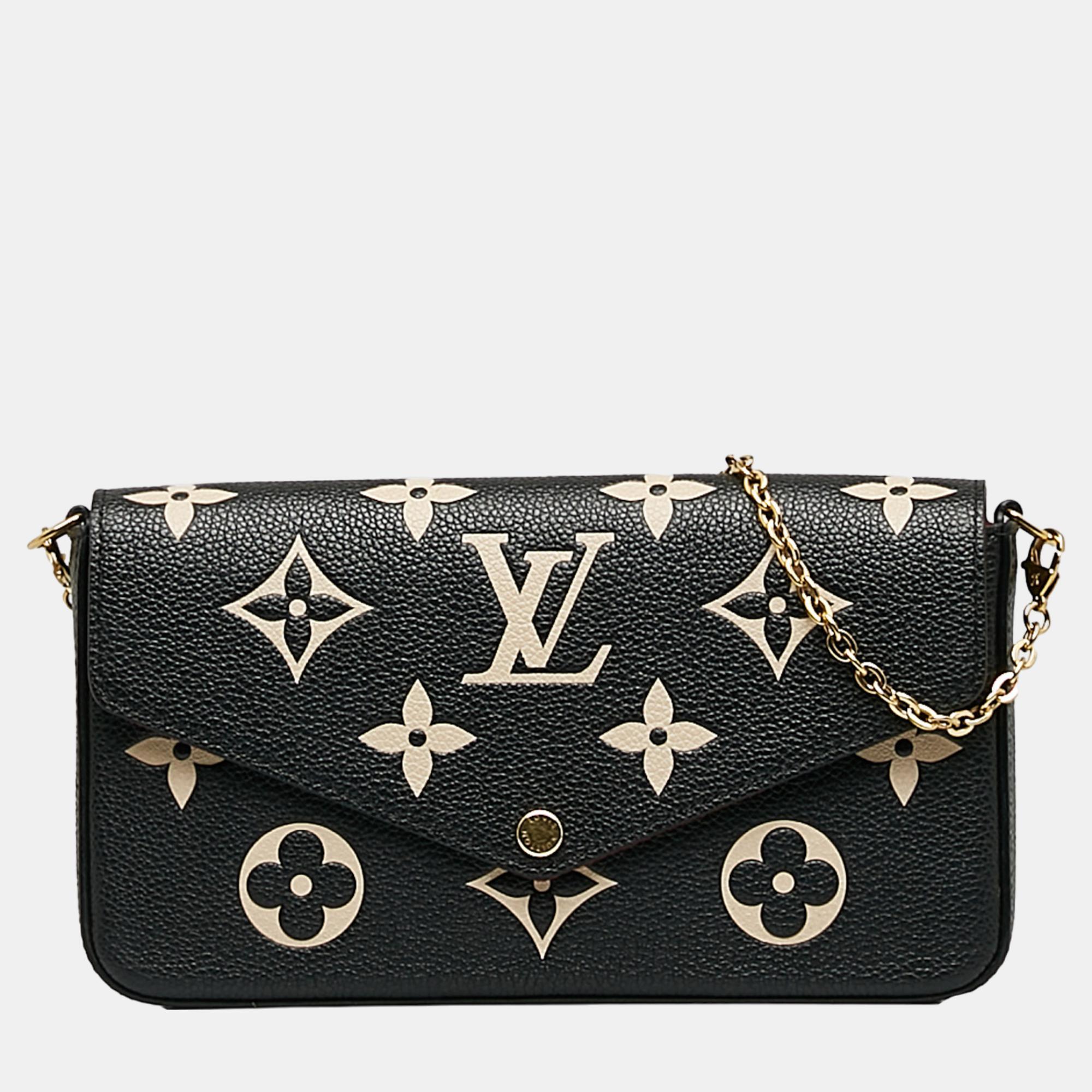 Click to view more detailed imagery on our partner's website Pre-owned Louis Vuitton Black Bicolor Monogram Empreinte Pochette Felicie