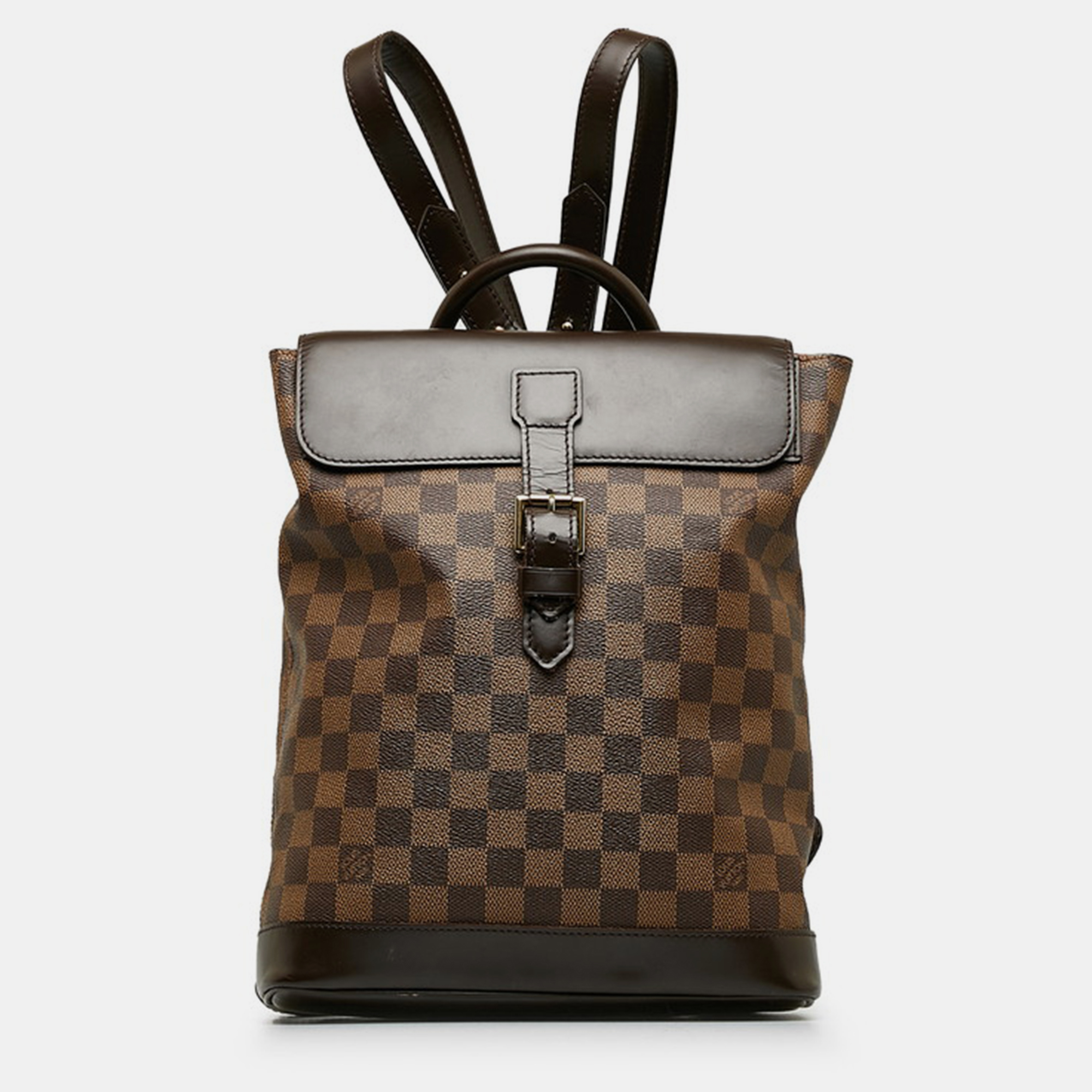 Pre-owned Louis Vuitton Brown Canvas Damier Ebene Soho Backpack