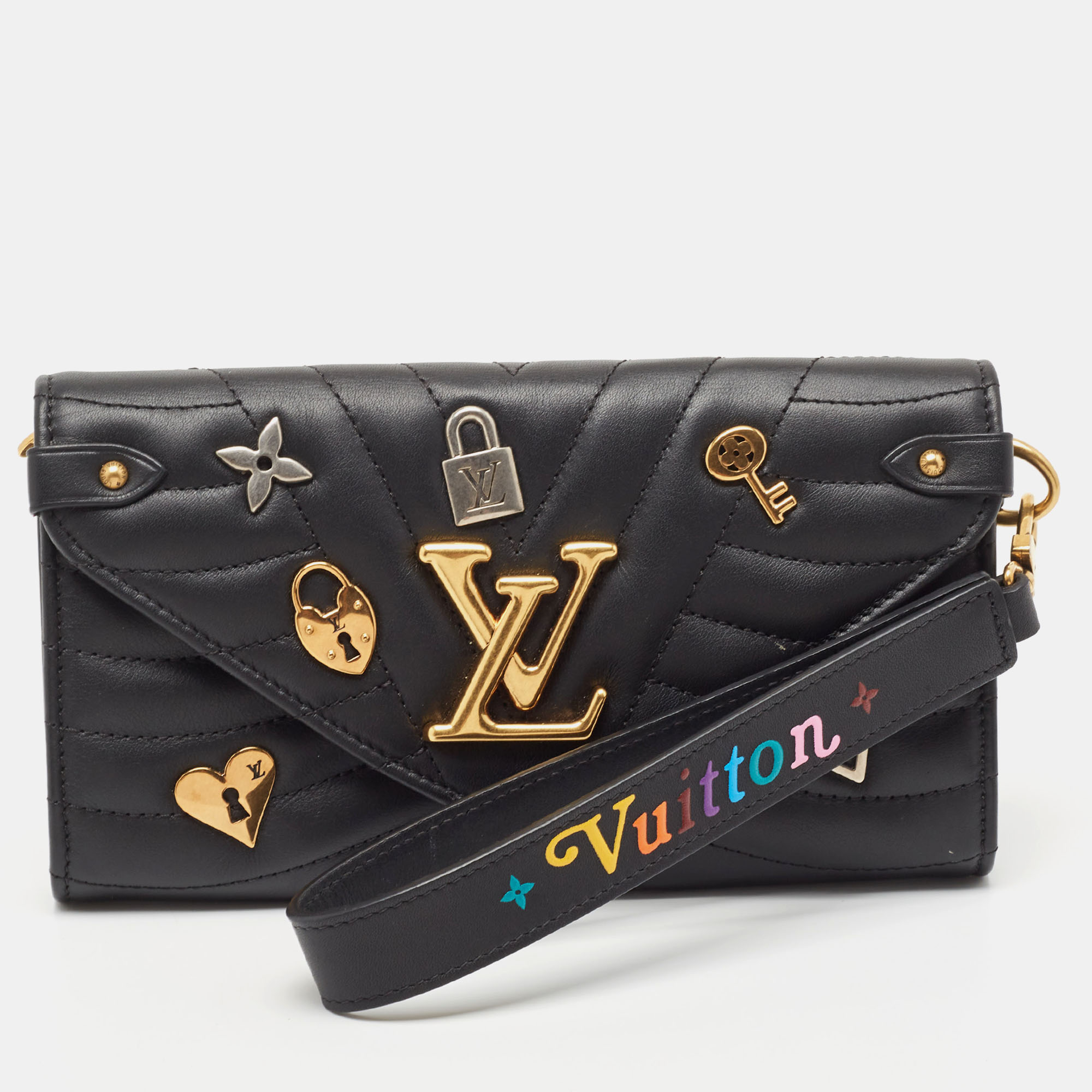 Louis Vuitton Black Leather Love Lock New Wave Long Wallet