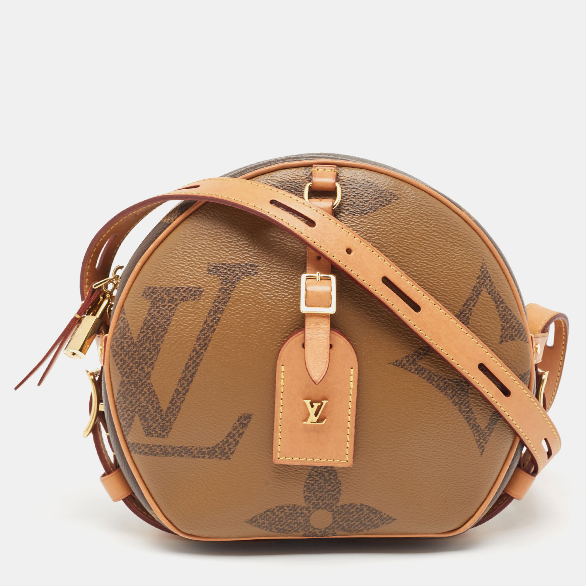 Pre-owned Louis Vuitton Monogram Giant Reverse Canvas Boite Chapeau Souple Mm Bag In Brown