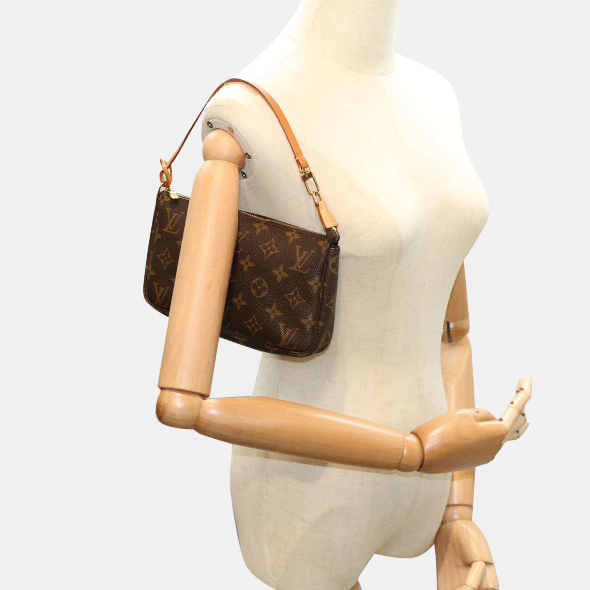 

Louis Vuitton Canvas Pochette Accessoires Clutches, Brown