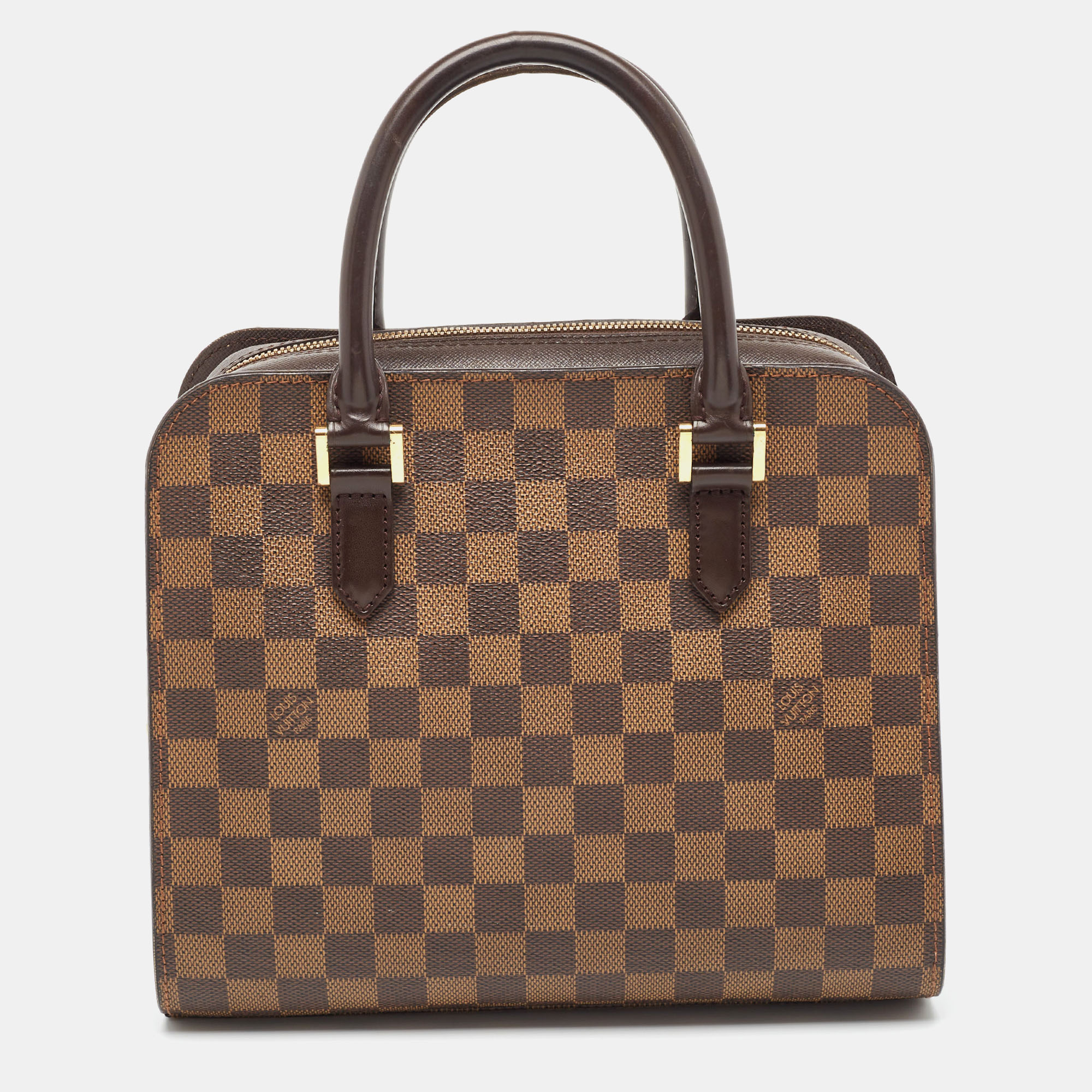 Pre-owned Louis Vuitton Damier Ebene Canvas And Leather Triana Bag In Brown