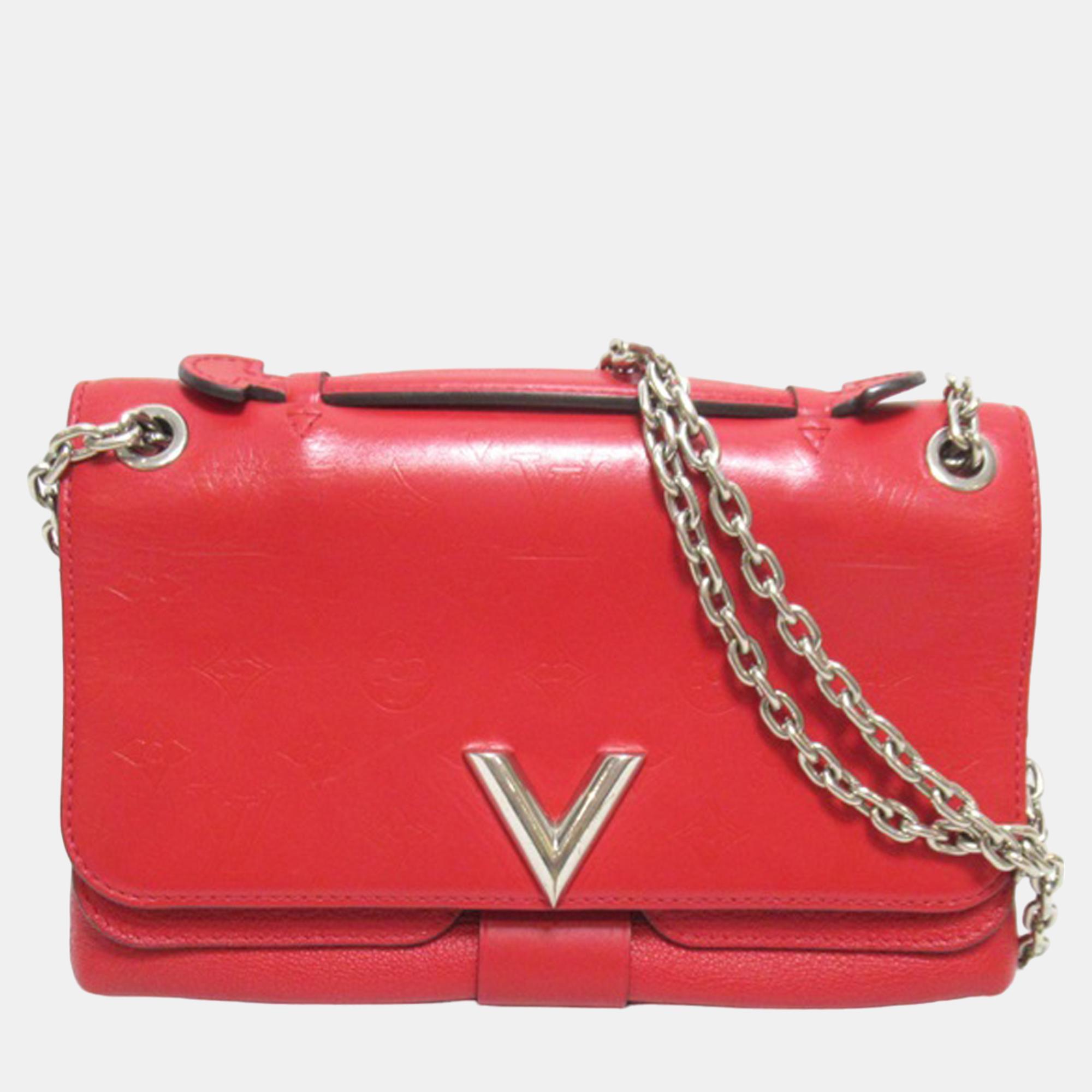 

Louis Vuitton Red Monogram Cuir Plume Ecume Very Chain Bag