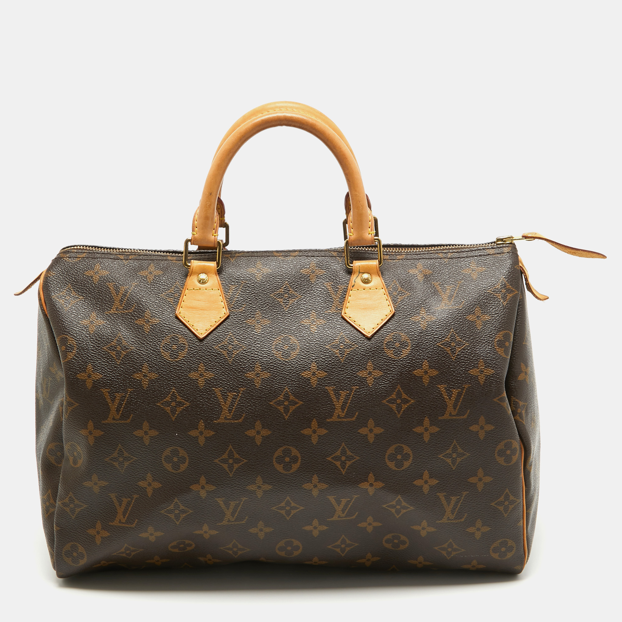 Pre-owned Louis Vuitton Monogram Canvas Speedy 35 Bag In Brown