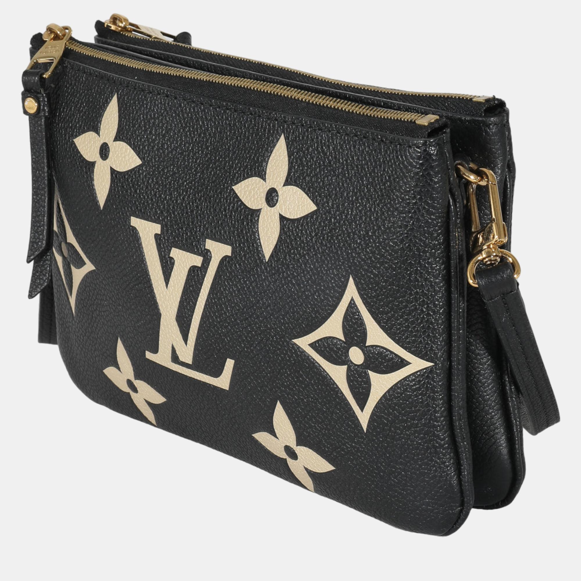 

Louis Vuitton Black Beige Giant Monogram Empreinte Double Zip Pochette