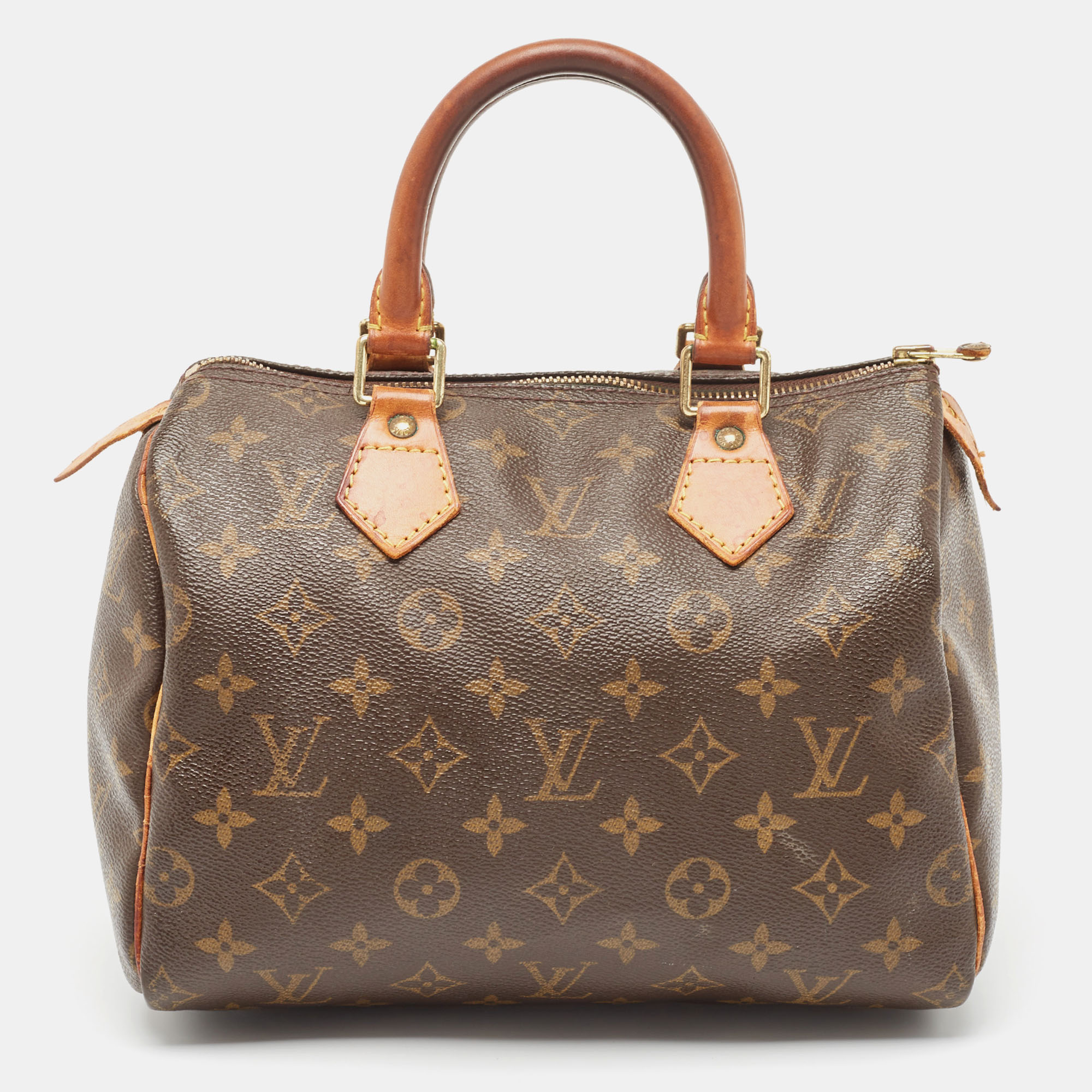 Pre-owned Louis Vuitton Monogram Canvas Speedy 25 Bag In Brown