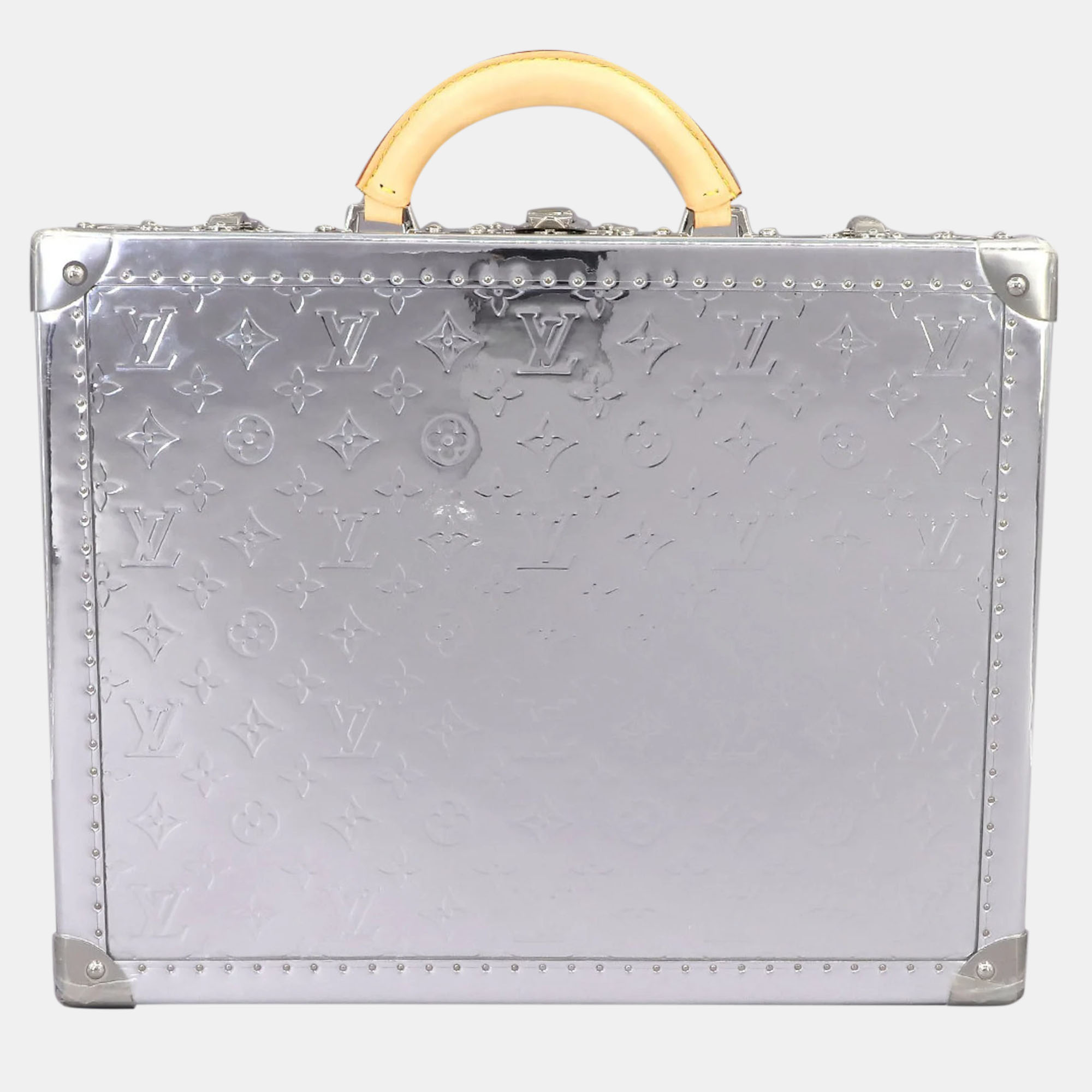 

Louis Vuitton x Virgil Abloh Metallic Silver Mirror Monogram and Vachette Cotteville 40