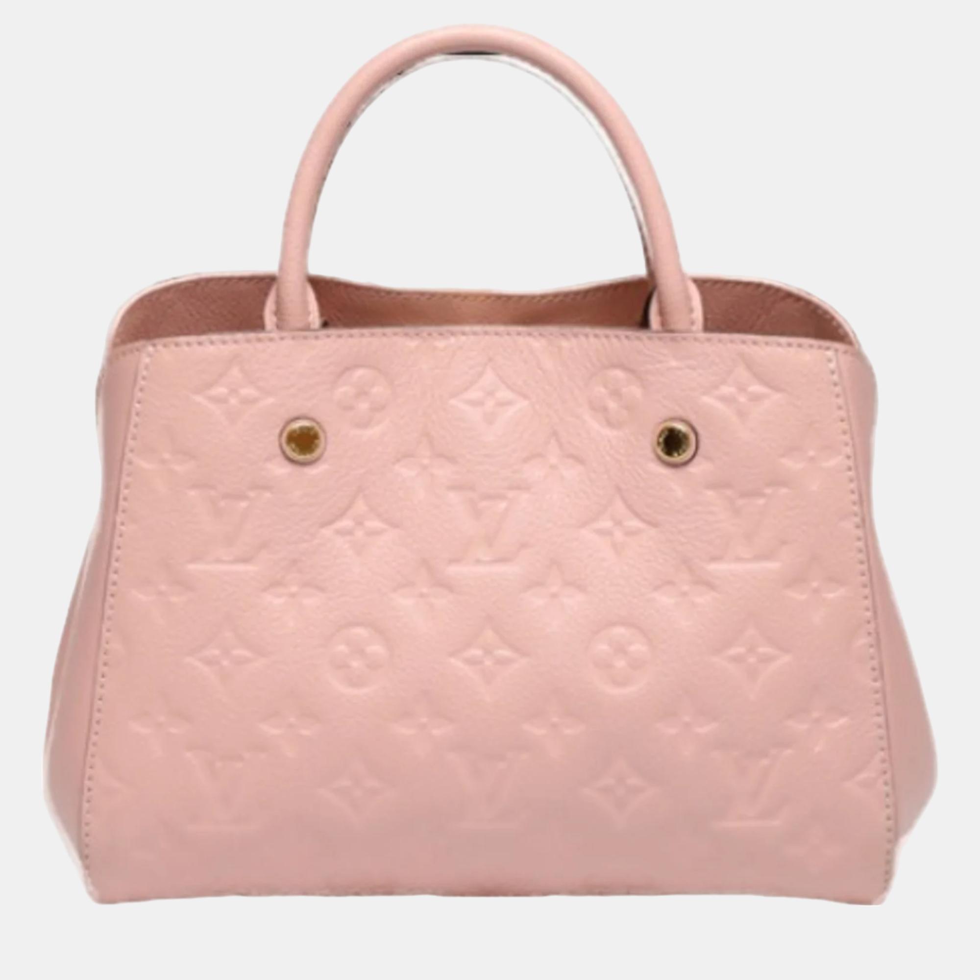 

Louis Vuitton Rose Poudre Empreinte BB Leather Montaigne Satchel, Pink