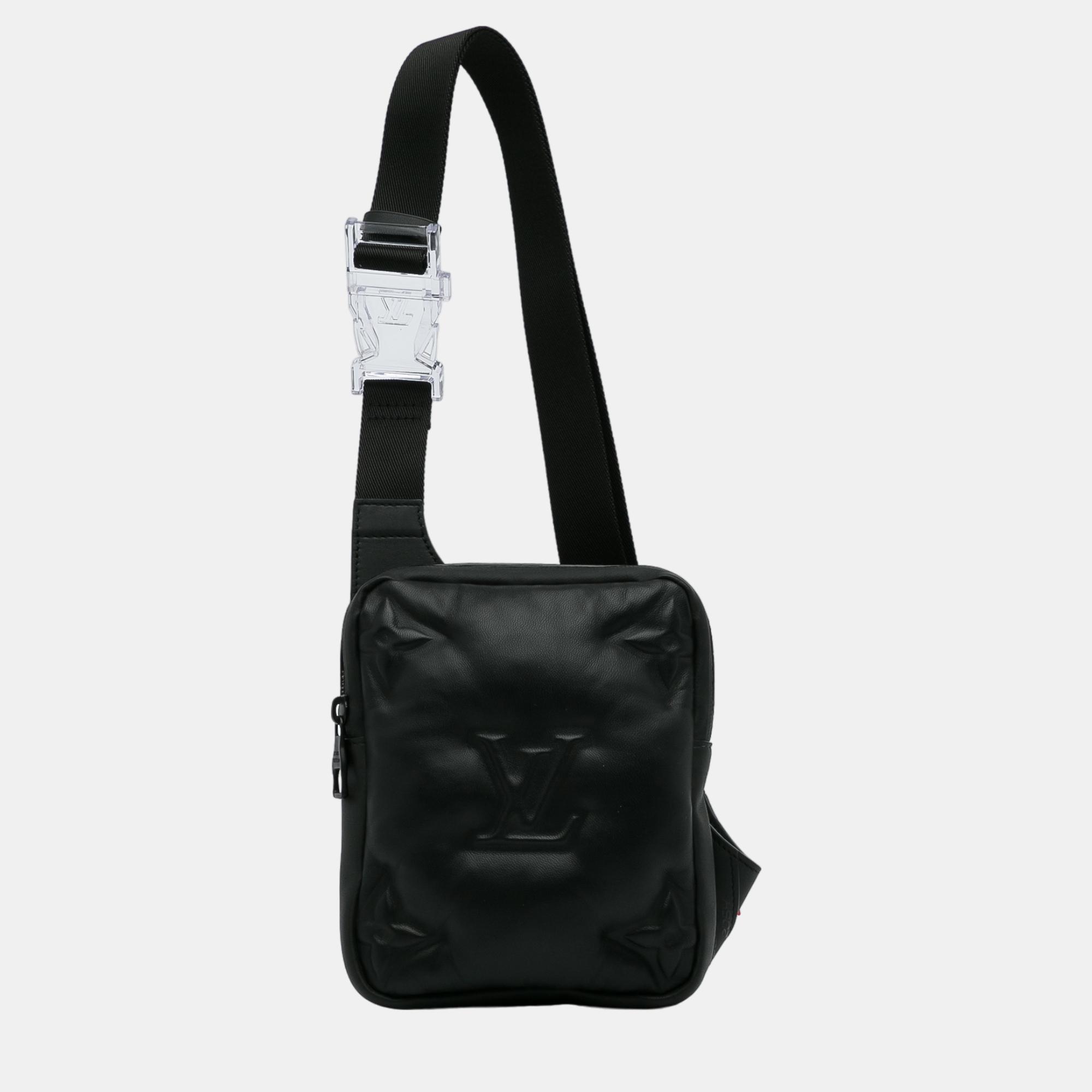 

Louis Vuitton Black Monogram A4 Lambskin Puffer Asymmetrical Sling Bag