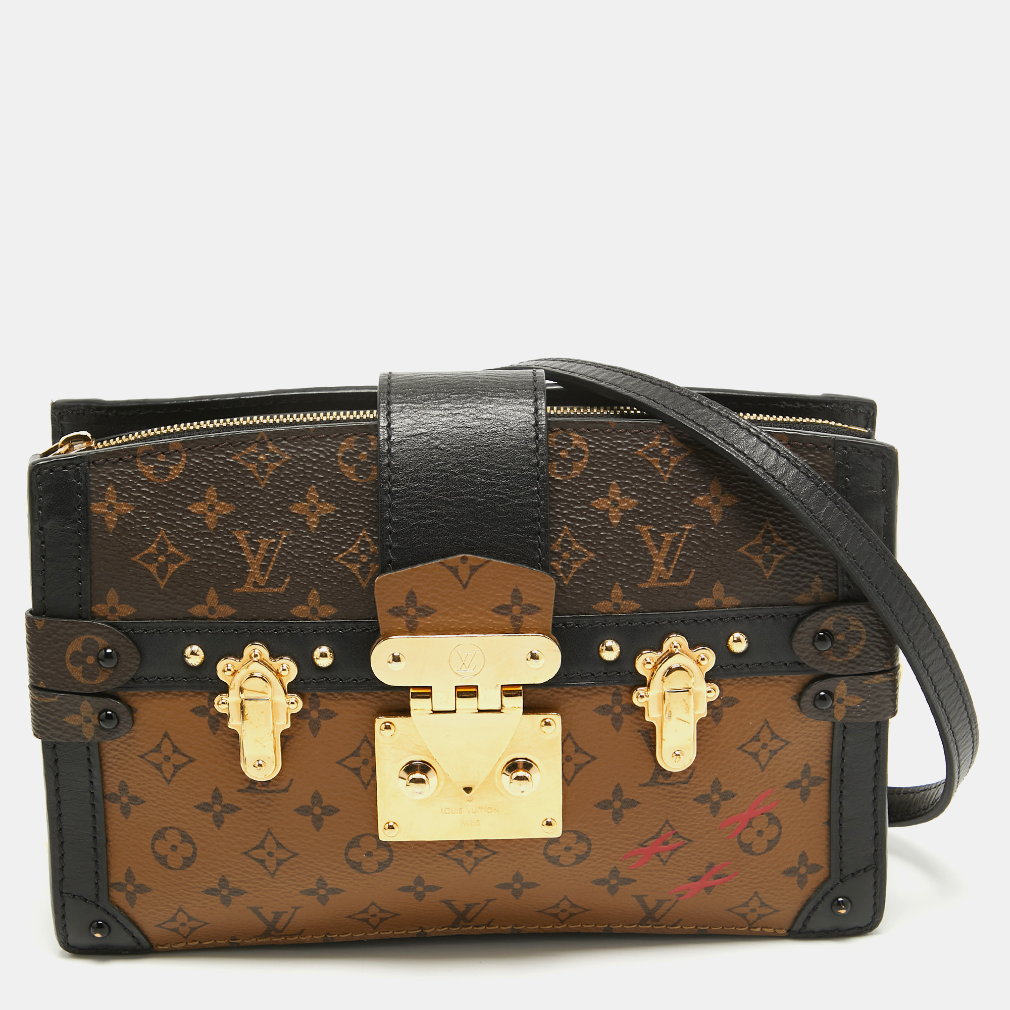 Pre-owned Louis Vuitton Reverse Monogram Canvas Trunk Clutch Bag In Brown