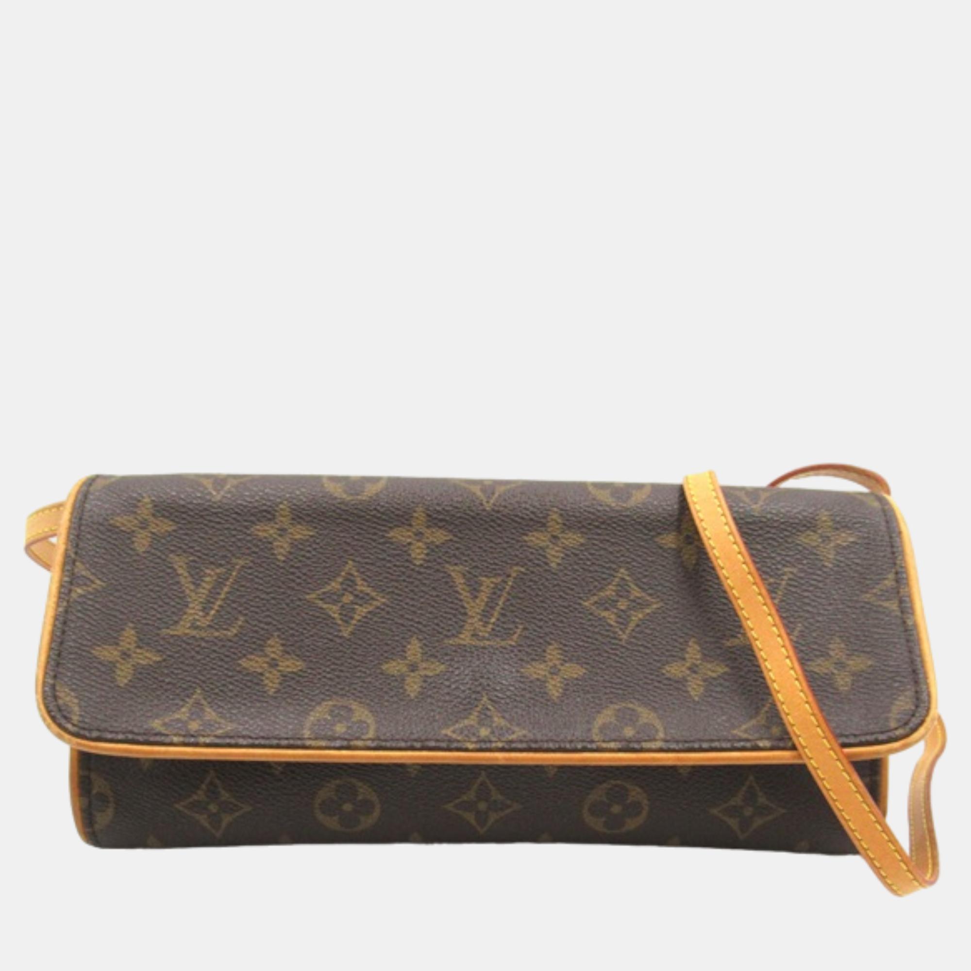 

Louis Vuitton Brown Canvas Monogram Pochette Twin GM Crossbody Bag