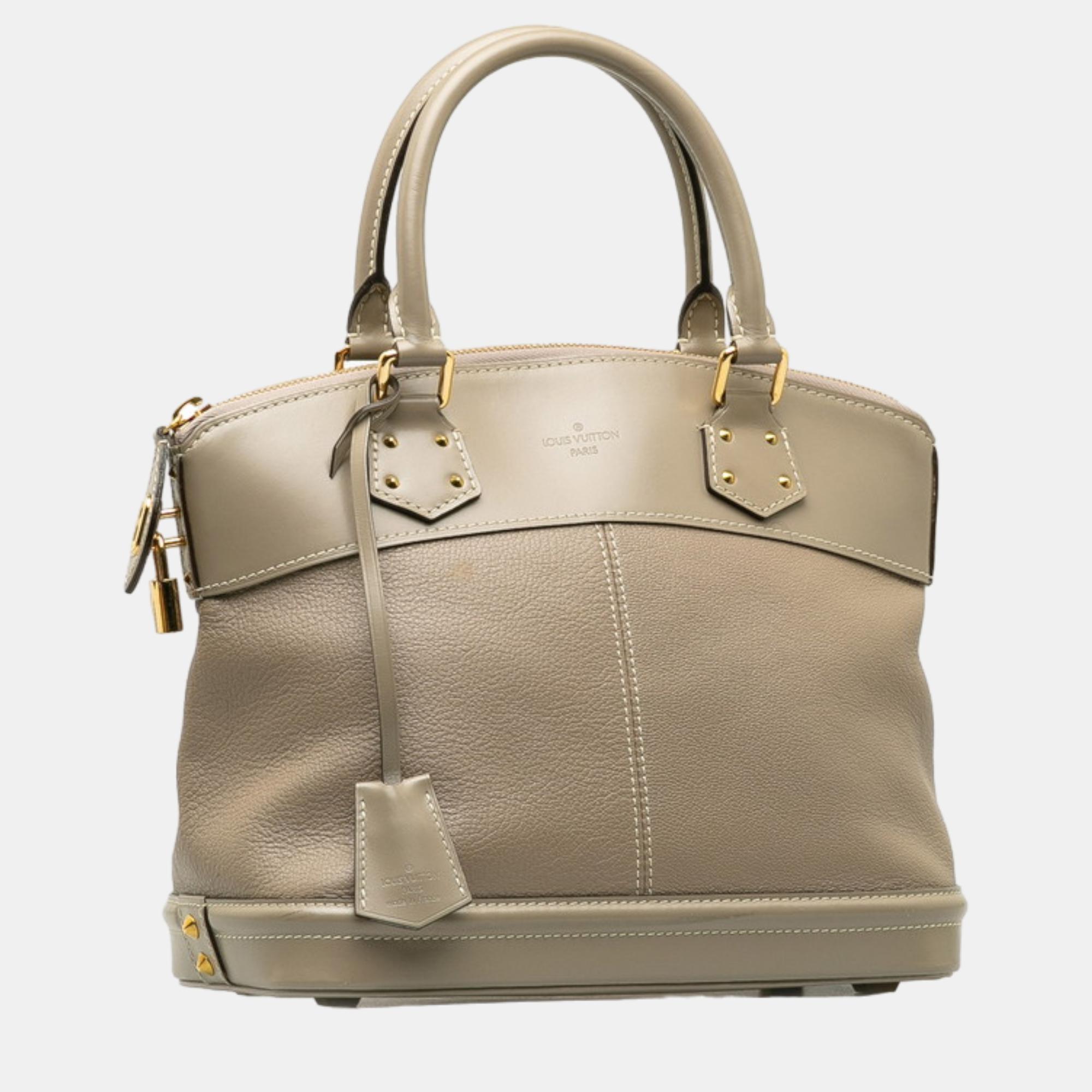 

Louis Vuitton Grey Leather Suhali Lockit MM Handbag