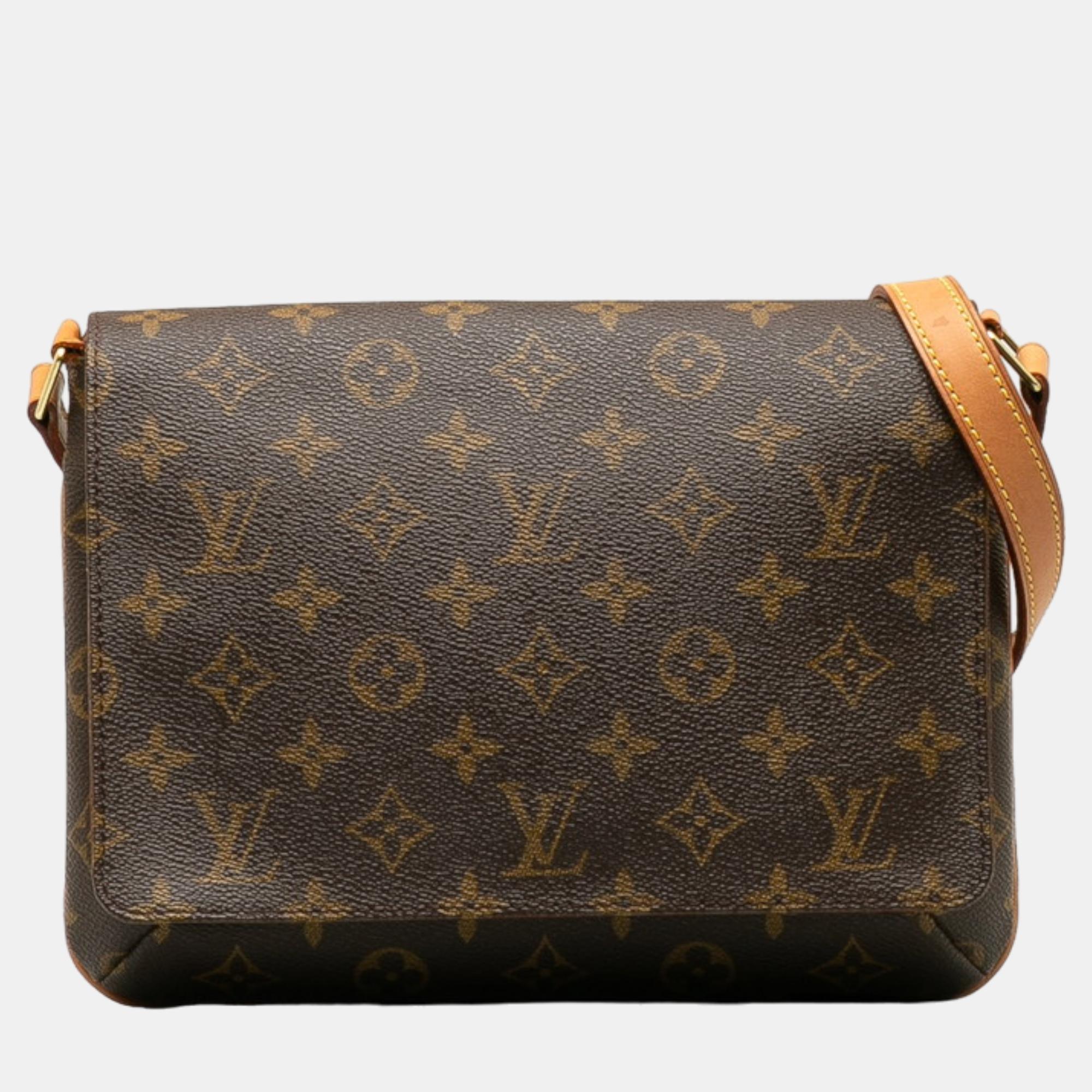 Pre-owned Louis Vuitton Brown Canvas Monogram Musette Tango Short Strap Shoulder Bag