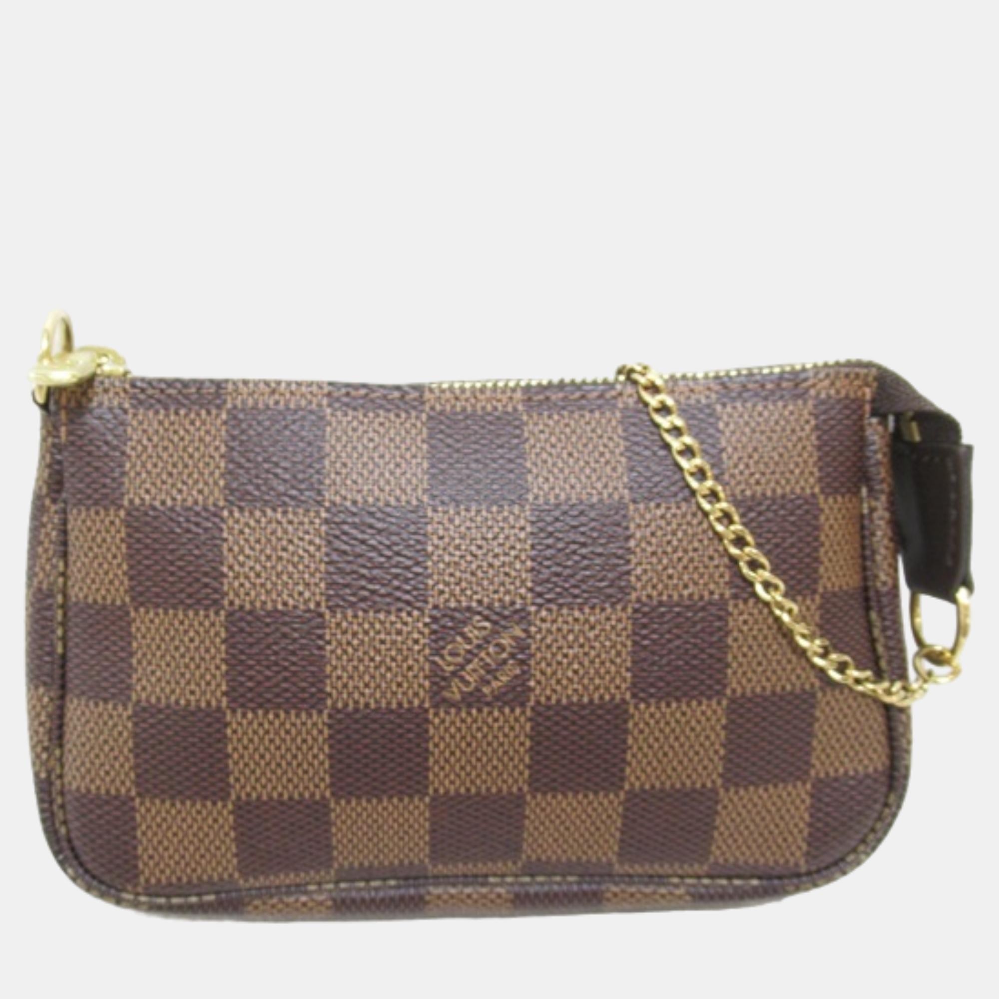 

Louis Vuitton Brown Canvas Damier Ebene Mini Pochette Accessoires Vanity Bag