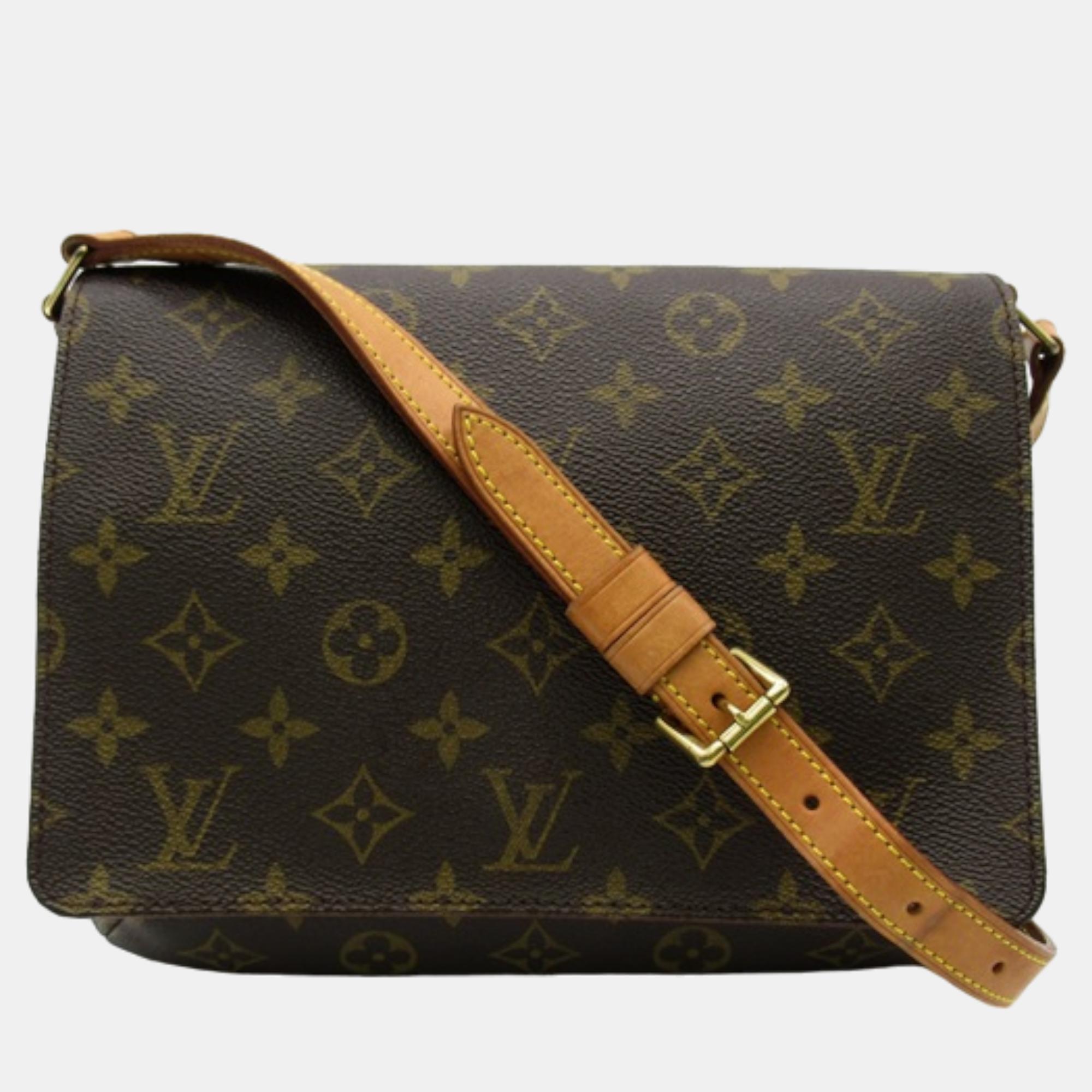 Pre-owned Louis Vuitton Brown Canvas Monogram Musette Tango Short Strap Crossbody Bag