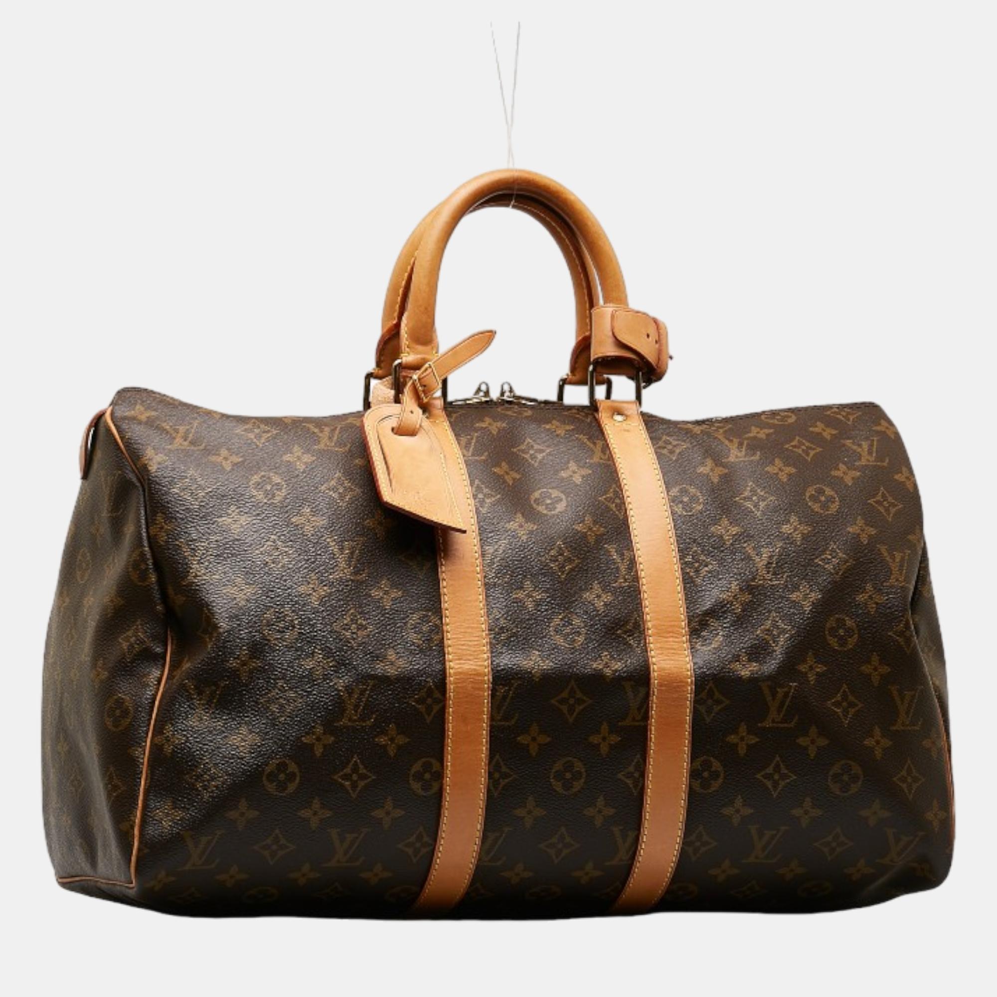 

Louis Vuitton Brown Monogram Canvas Keepall 45 Duffel Bag
