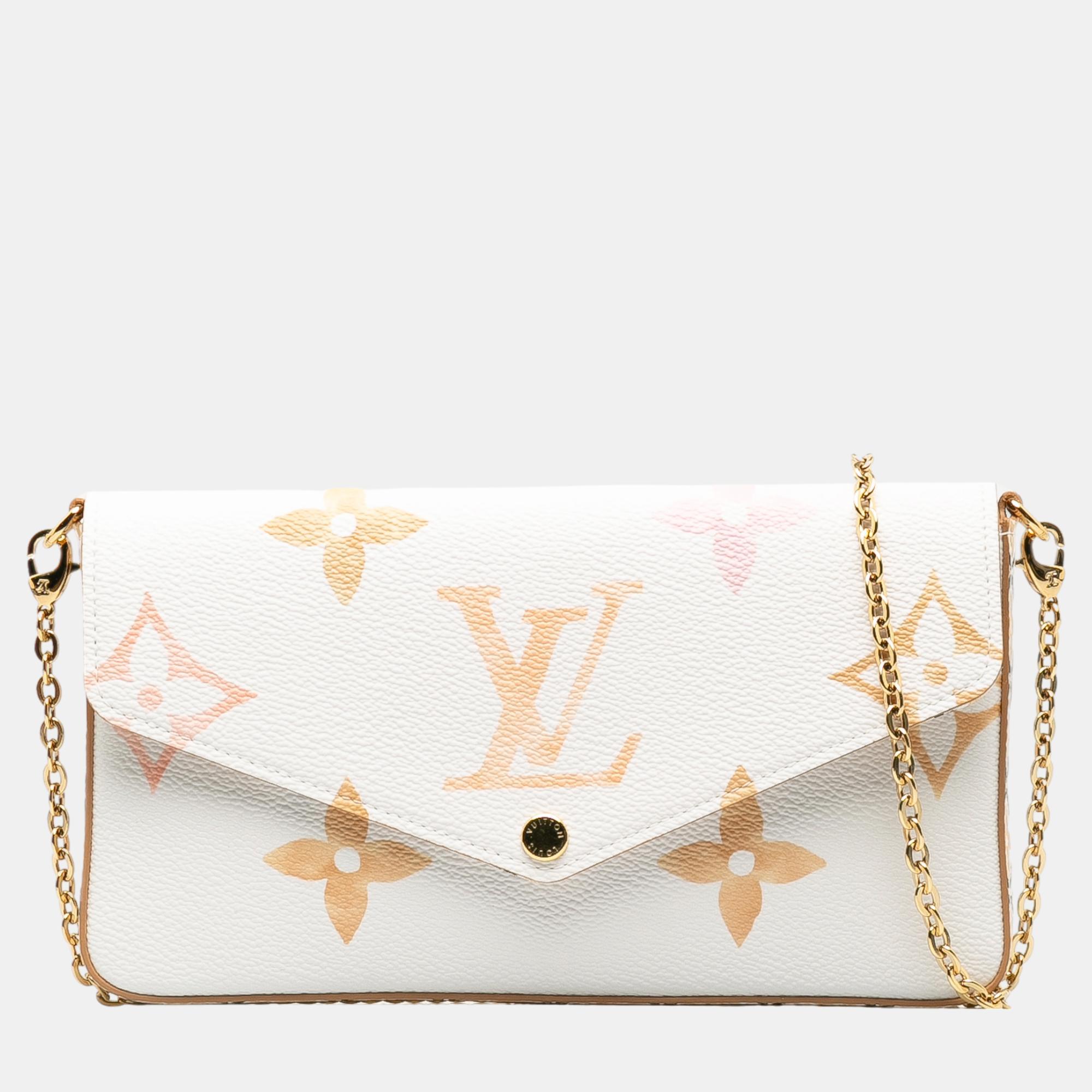 Pre-owned Louis Vuitton White Monogram Giant Watercolor By The Pool Pochette Felicie