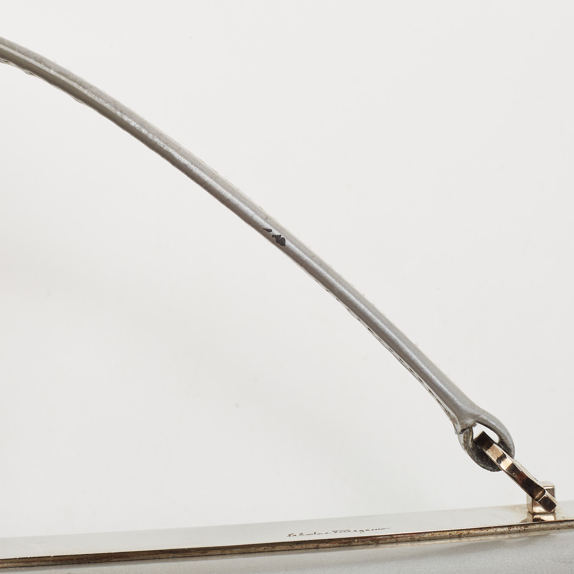 Salvatore Ferragamo Silver Leather Metal Frame Top Handle Bag 