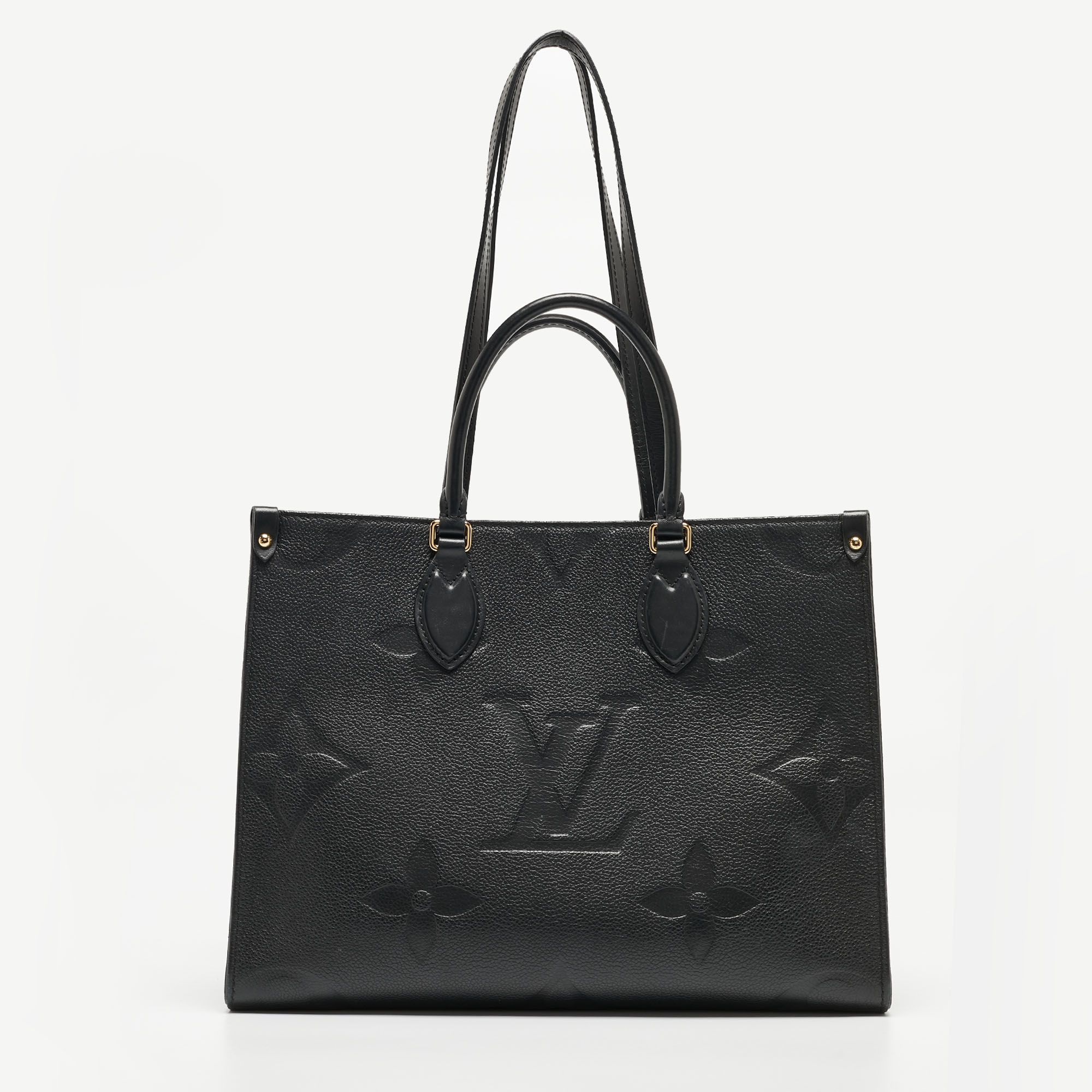 

Louis Vuitton Black Giant Monogram Empreinte Leather Onthego MM Bag