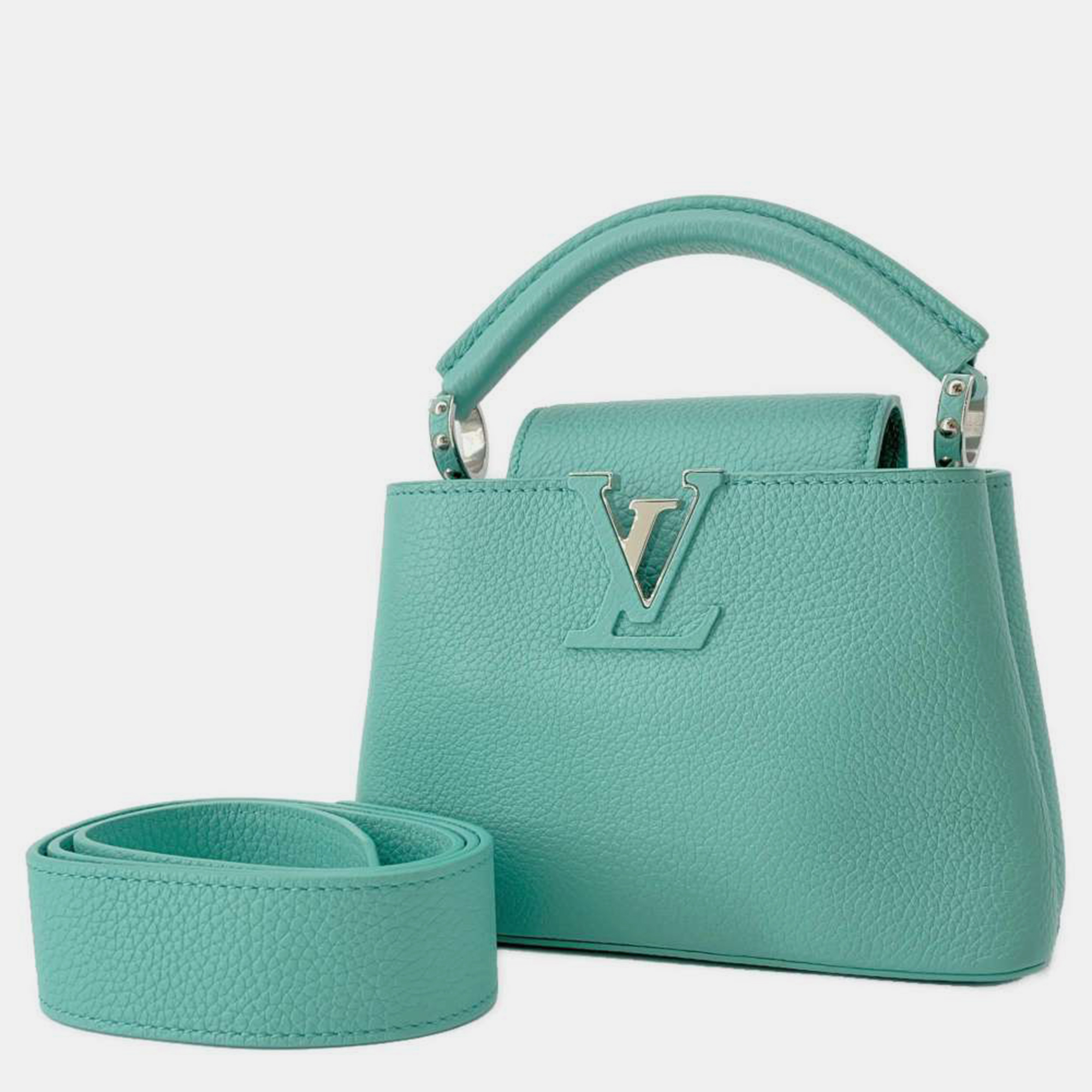 

Louis Vuitton Green Leather Capucines Mini Top Handle Bag