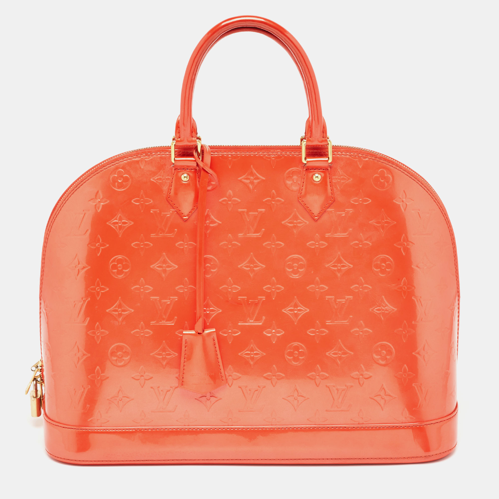 

Louis Vuitton Orange Sunset Monogram Vernis Alma GM Bag