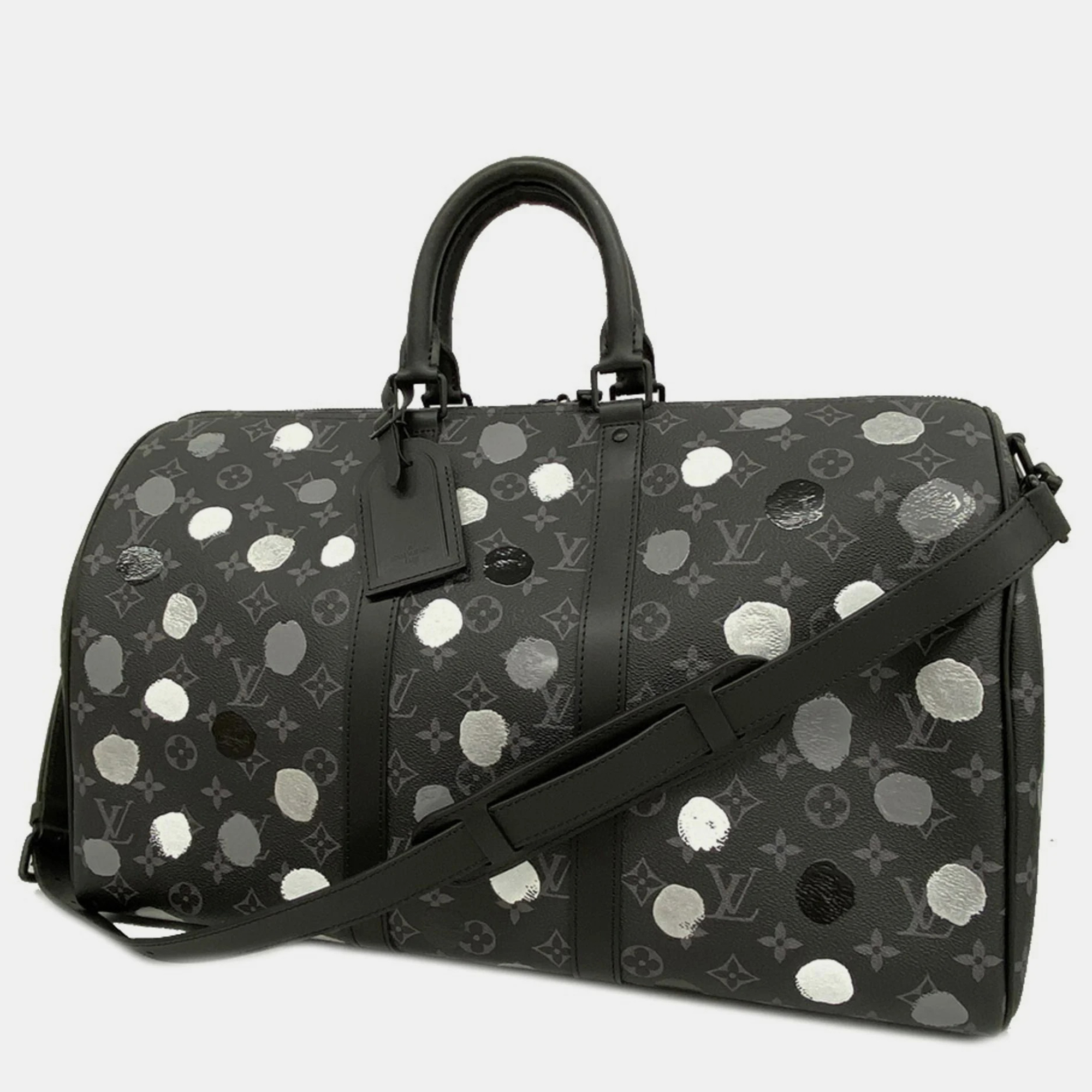 

LOUIS VUITTON x YK Painted Dots Monogram Eclipse Keepall Bandouliere 45 Duffel Bags, Black